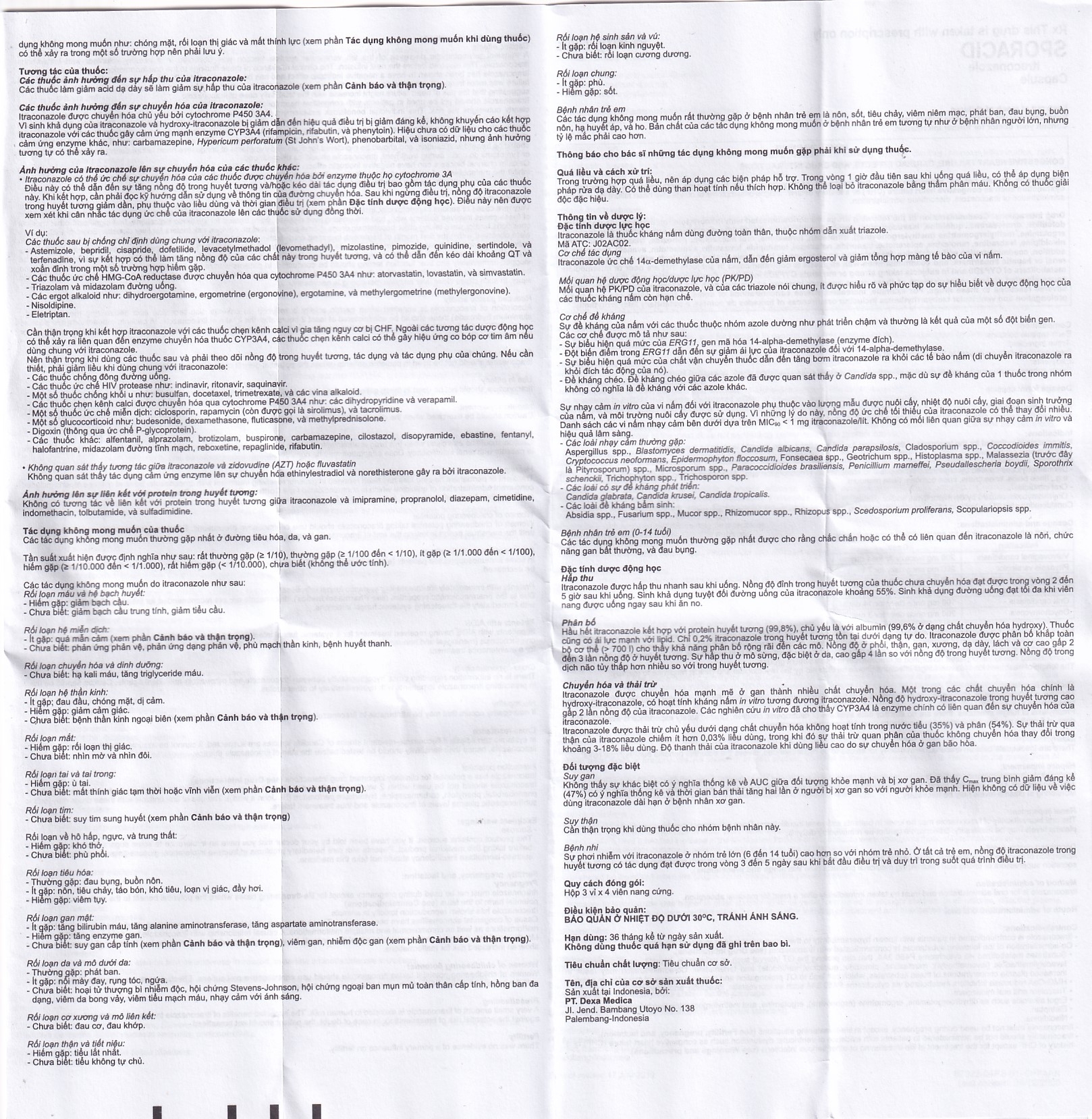 Hình ảnh Thuốc Sporacid Itraconazole 100mg Dexa điều trị nấm candida âm hộ, âm đạo (3 vỉ x 4 viên)