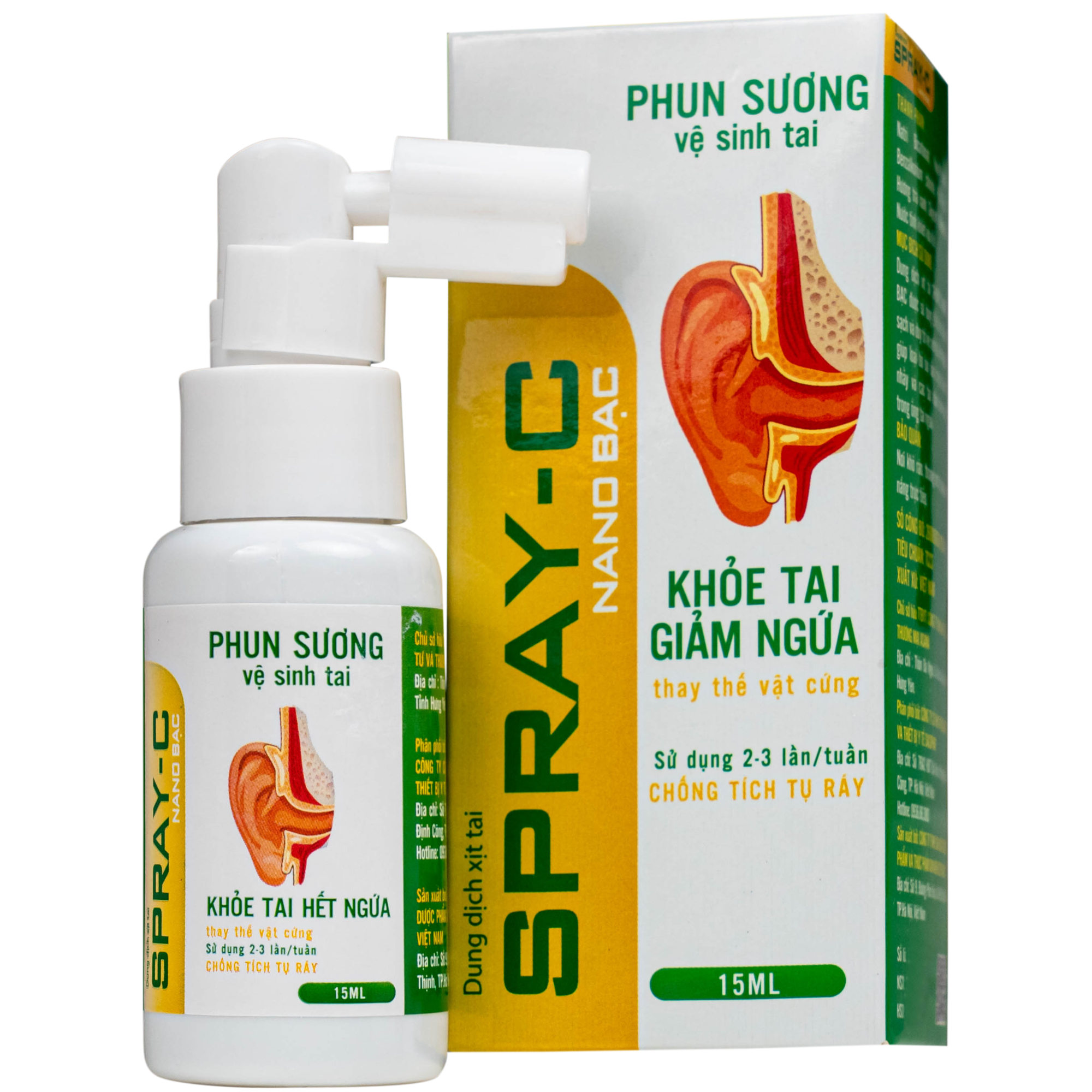 Hình ảnh Xịt tai Spray-C nano bạc giúp làm sạch ráy tai (15ml)