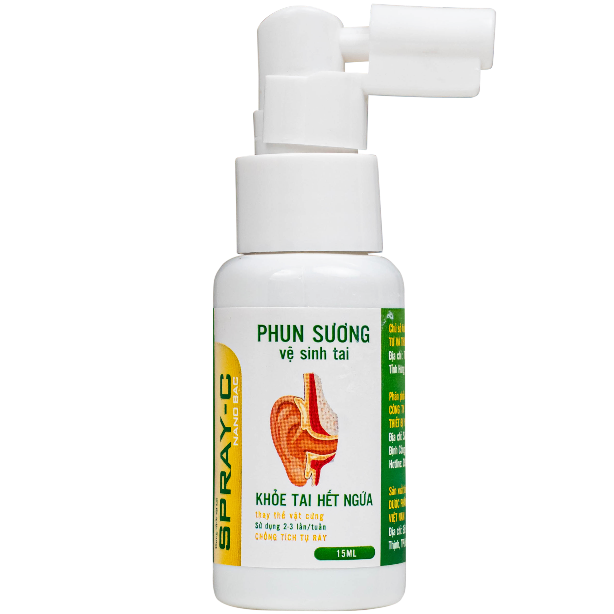 Hình ảnh Xịt tai Spray-C nano bạc giúp làm sạch ráy tai (15ml)