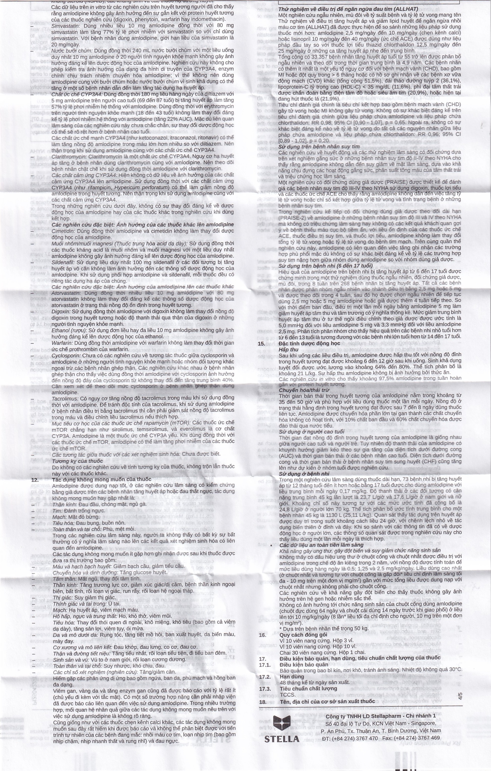 Hình ảnh Thuốc Stadovas 5 CAP Stella điều trị tăng huyết áp, đau thắt ngực mạn tính ổn định (3 vỉ x 10 viên)
