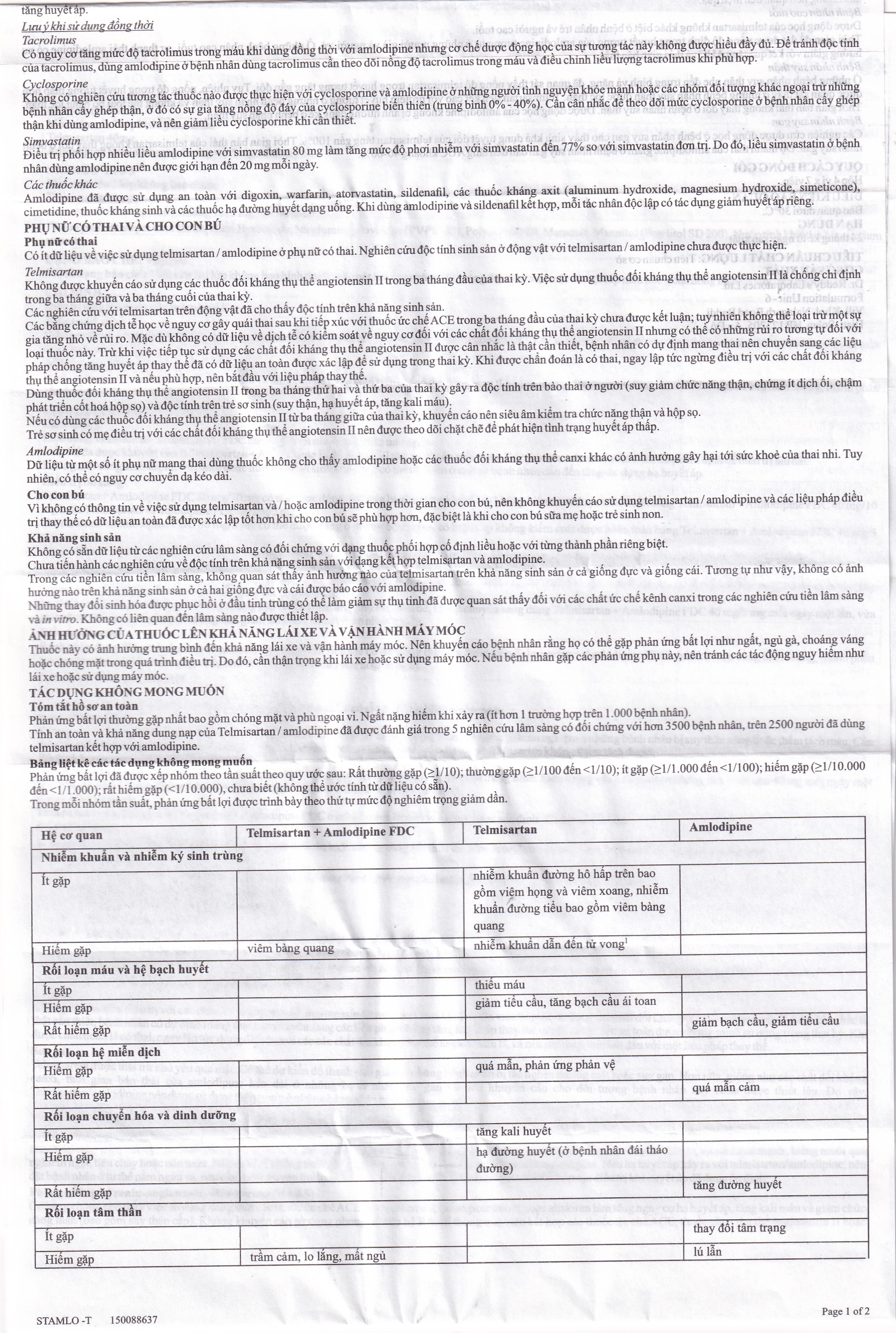 Hình ảnh Thuốc Stamlo-T 40mg/5mg Dr.Reddy điều trị tăng huyết áp (4 vỉ x 7 viên)