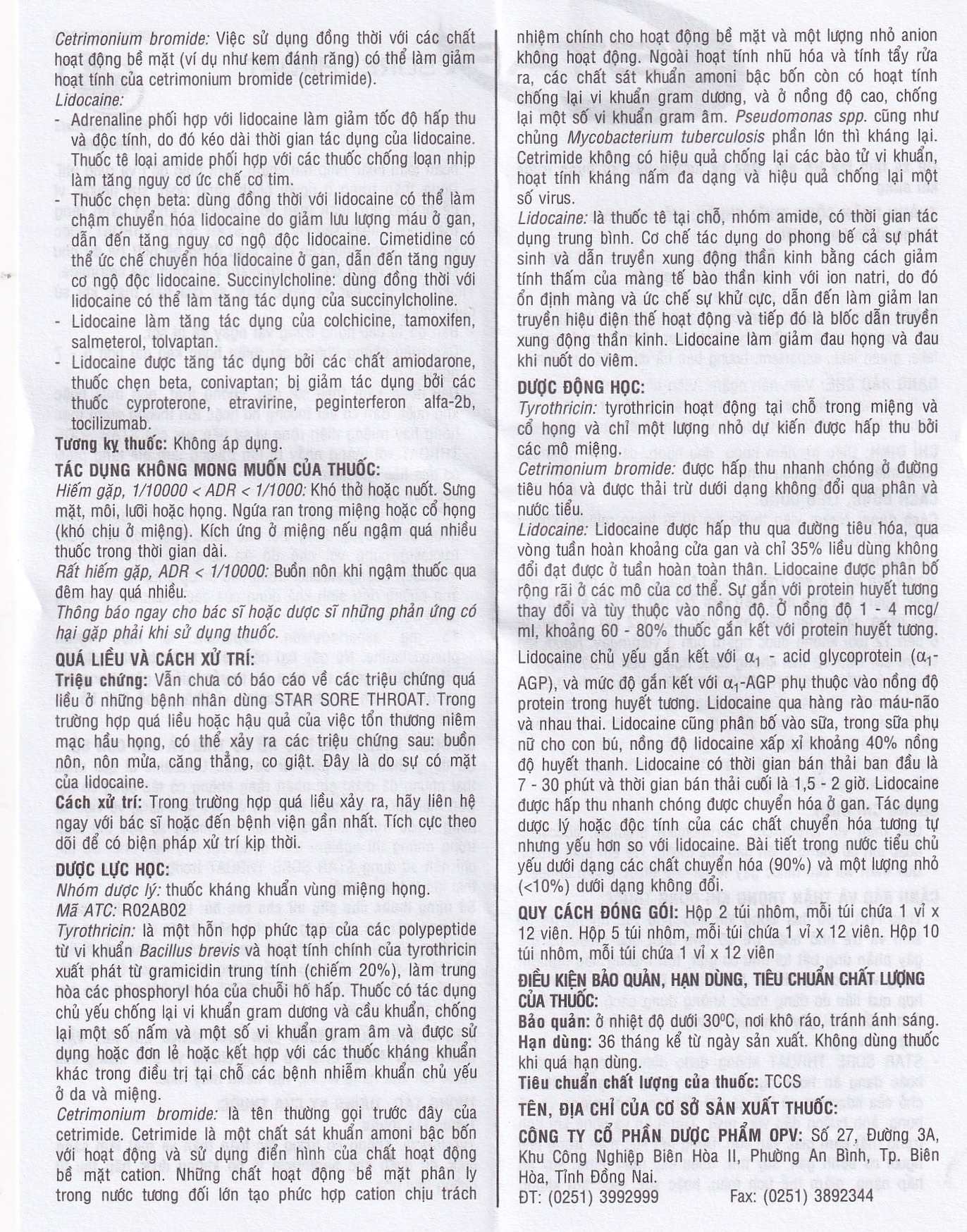 Hình ảnh Viên ngậm Star Sore Throat OPV không đường điều trị đau họng, viêm họng (2 vỉ x 12 viên)