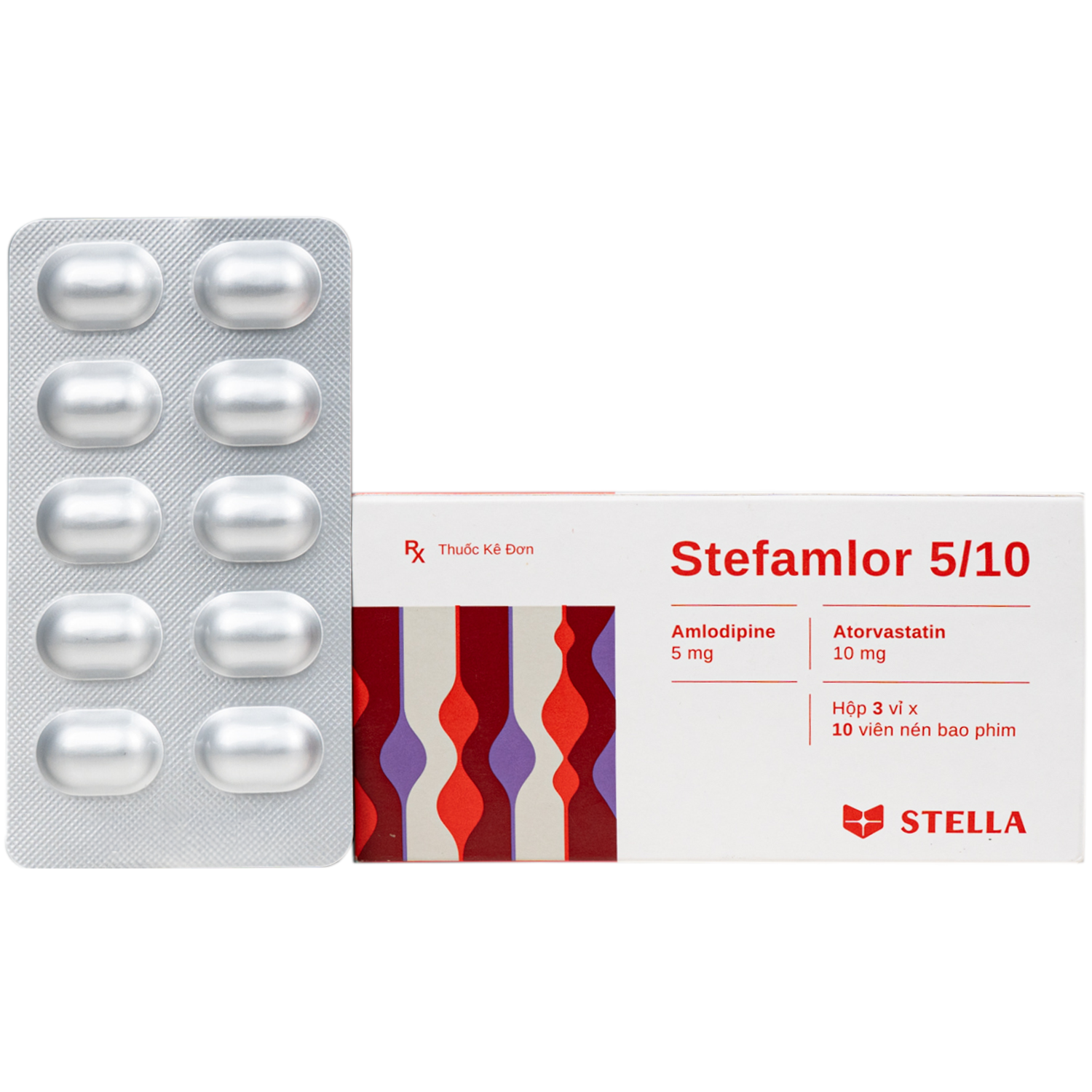 Hình ảnh Thuốc Stefamlor 5mg/10mg Stella điều trị các biến cố tim mạch ở bệnh nhân tăng huyết áp có kèm theo rối loạn lipid máu (3 vỉ x 10 viên)