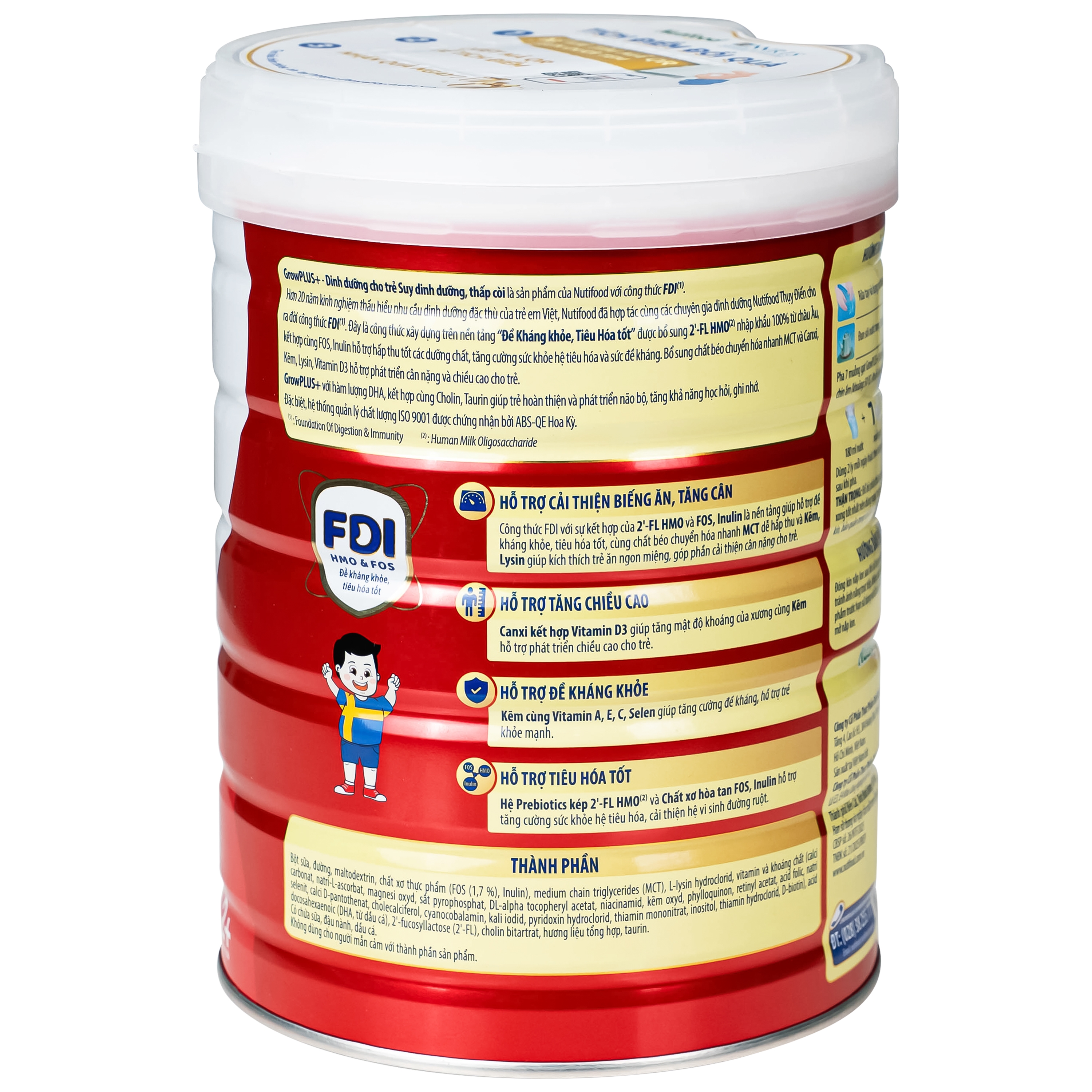 Hình ảnh Sữa cho trẻ suy dinh dưỡng, thấp còi (đỏ) Nutifood growplus+ 2+ (850g)