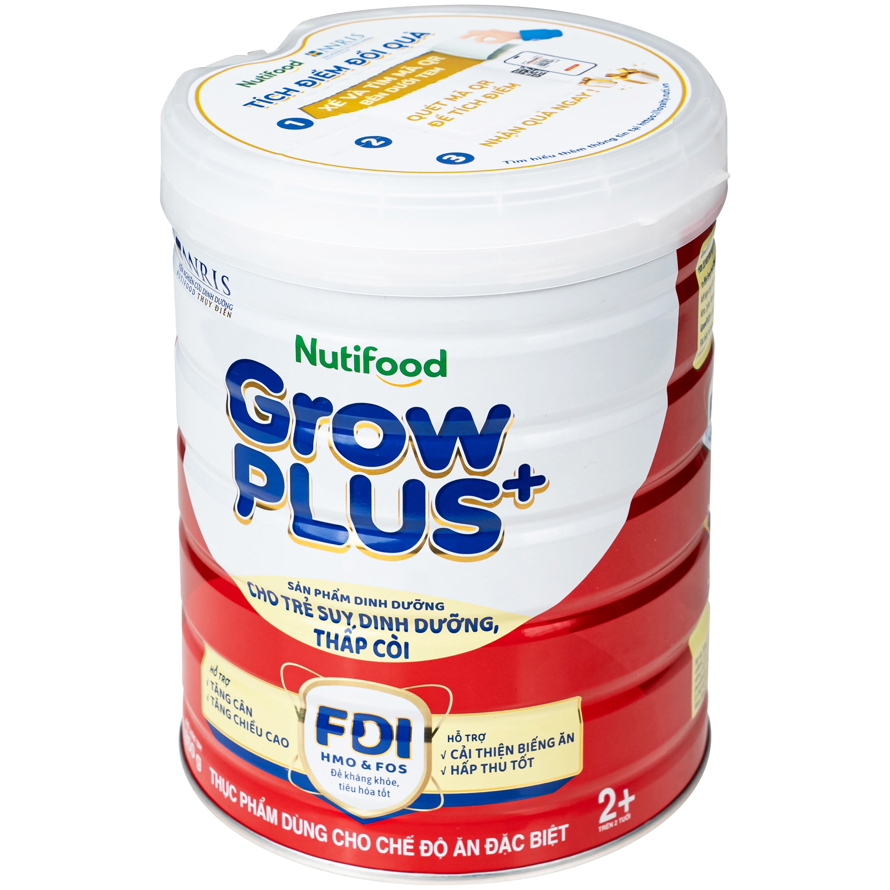 Hình ảnh Sữa cho trẻ suy dinh dưỡng, thấp còi (đỏ) Nutifood growplus+ 2+ (850g)