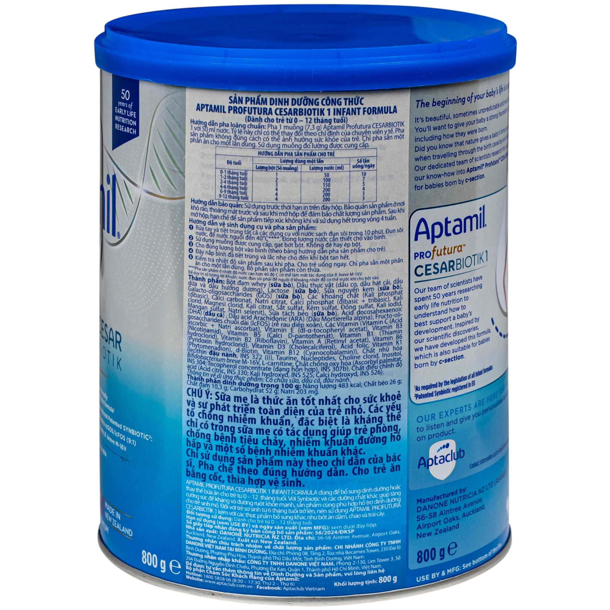 Hình ảnh Sữa dinh dưỡng công thức cho trẻ 0-12 tháng tuổi Aptamil Profutura Cesarbiotik 1 Infant Formula Danone (800g)