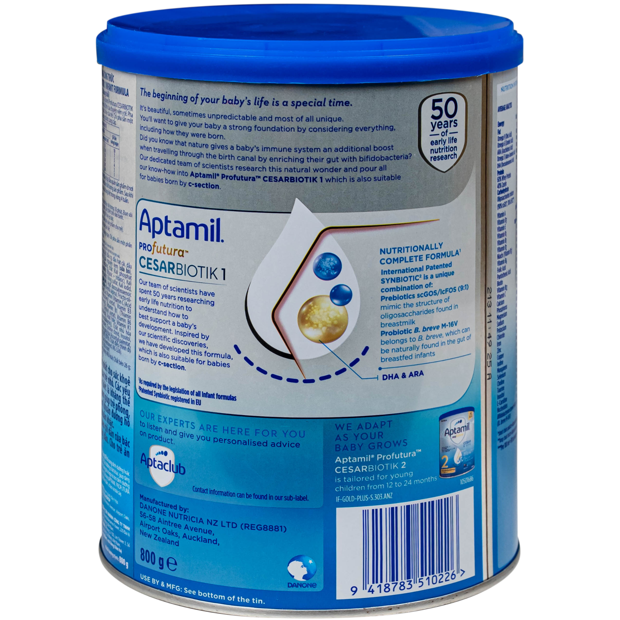 Hình ảnh Sữa dinh dưỡng công thức cho trẻ 0-12 tháng tuổi Aptamil Profutura Cesarbiotik 1 Infant Formula Danone (800g)