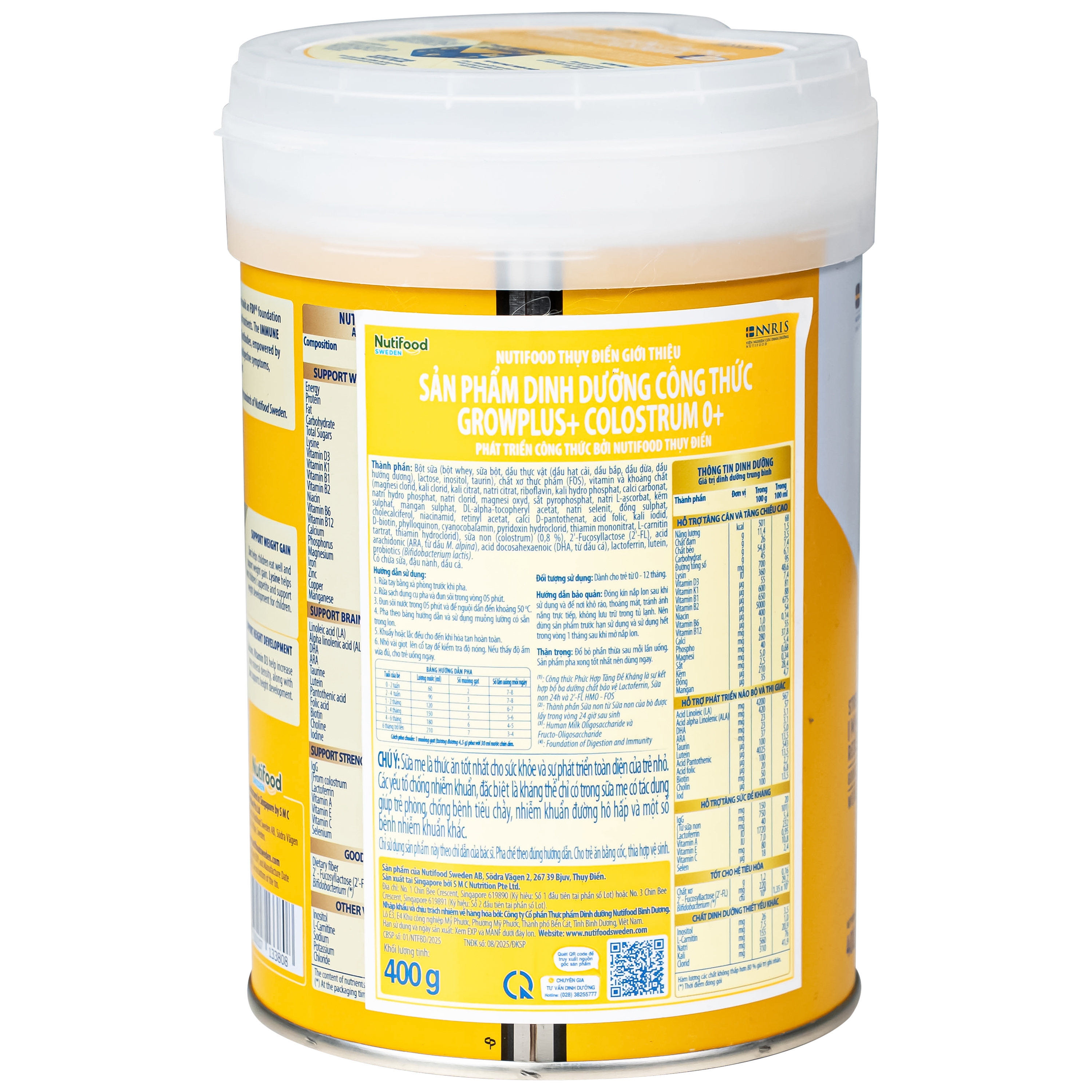 Hình ảnh Sữa giúp tăng đề kháng cho trẻ 0-12 tháng tuổi Nutifood Growplus+ Colostrum 0+ (400g)