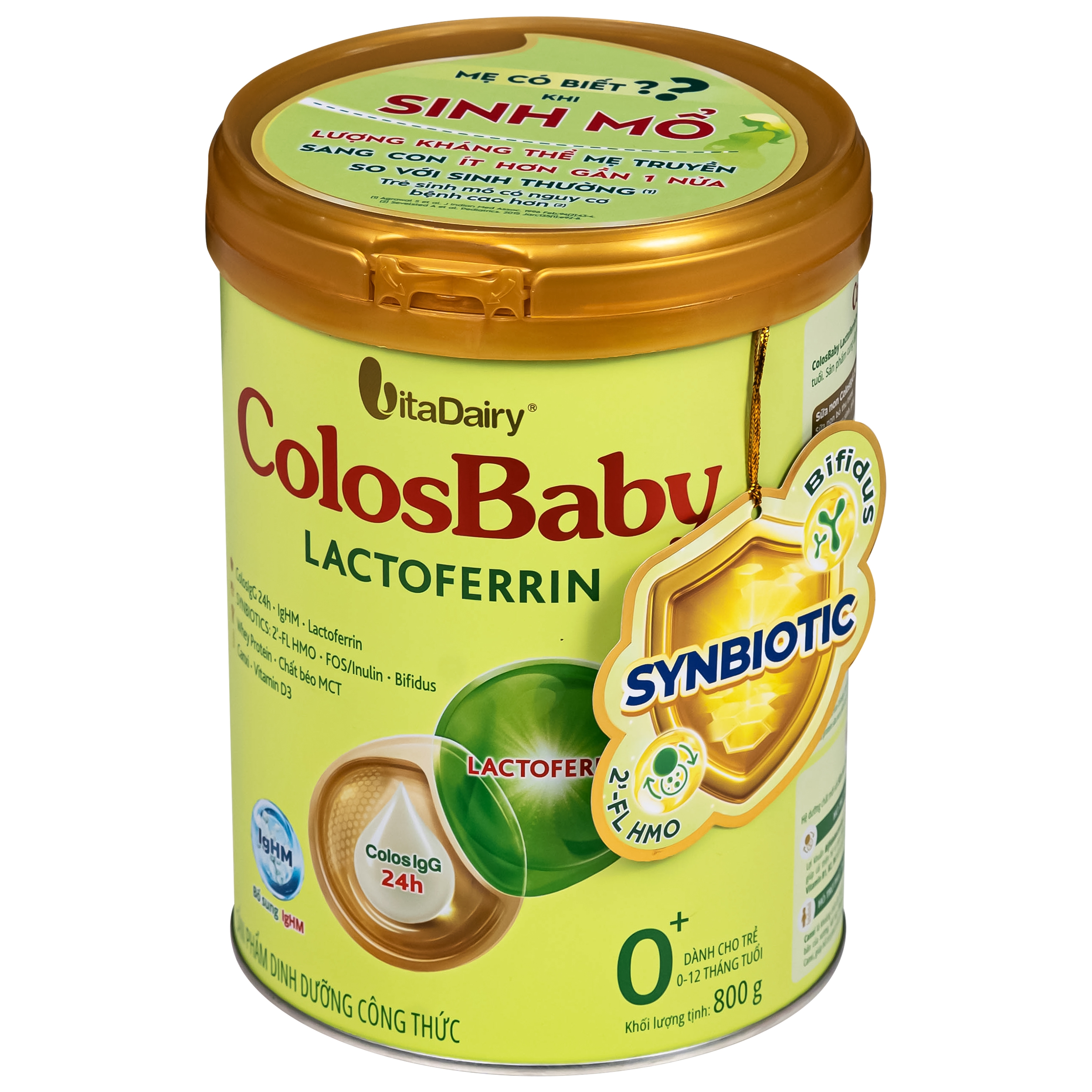 Hình ảnh Sữa hỗ trợ tăng đề kháng cho trẻ 0-12 tháng tuổi Colosbaby Lactoferrin 0+ Vitadairy (800g)