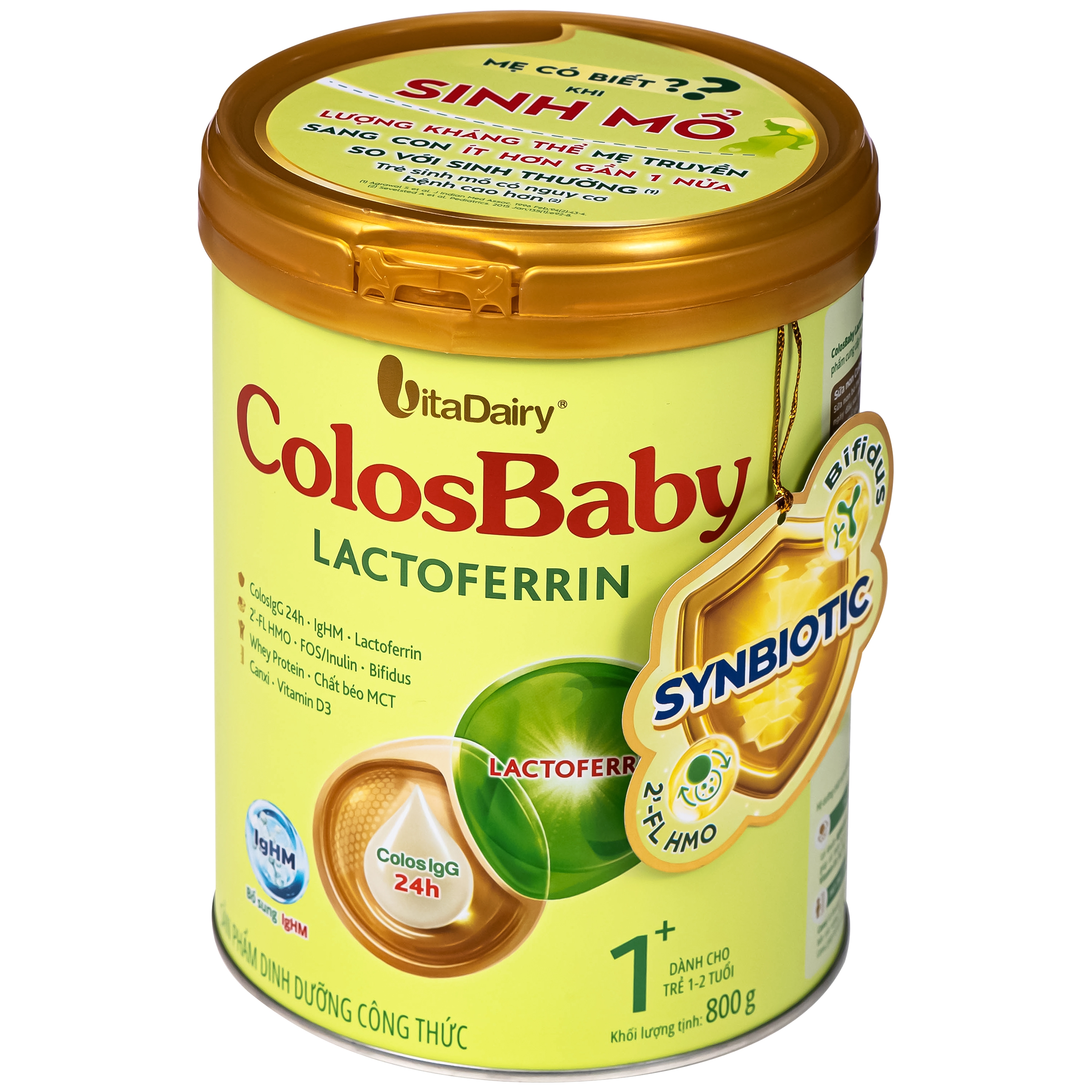 Hình ảnh Sữa hỗ trợ tăng đề kháng cho trẻ 1-2 tuổi Colosbaby Lactoferrin 1+ Vitadairy (800g)