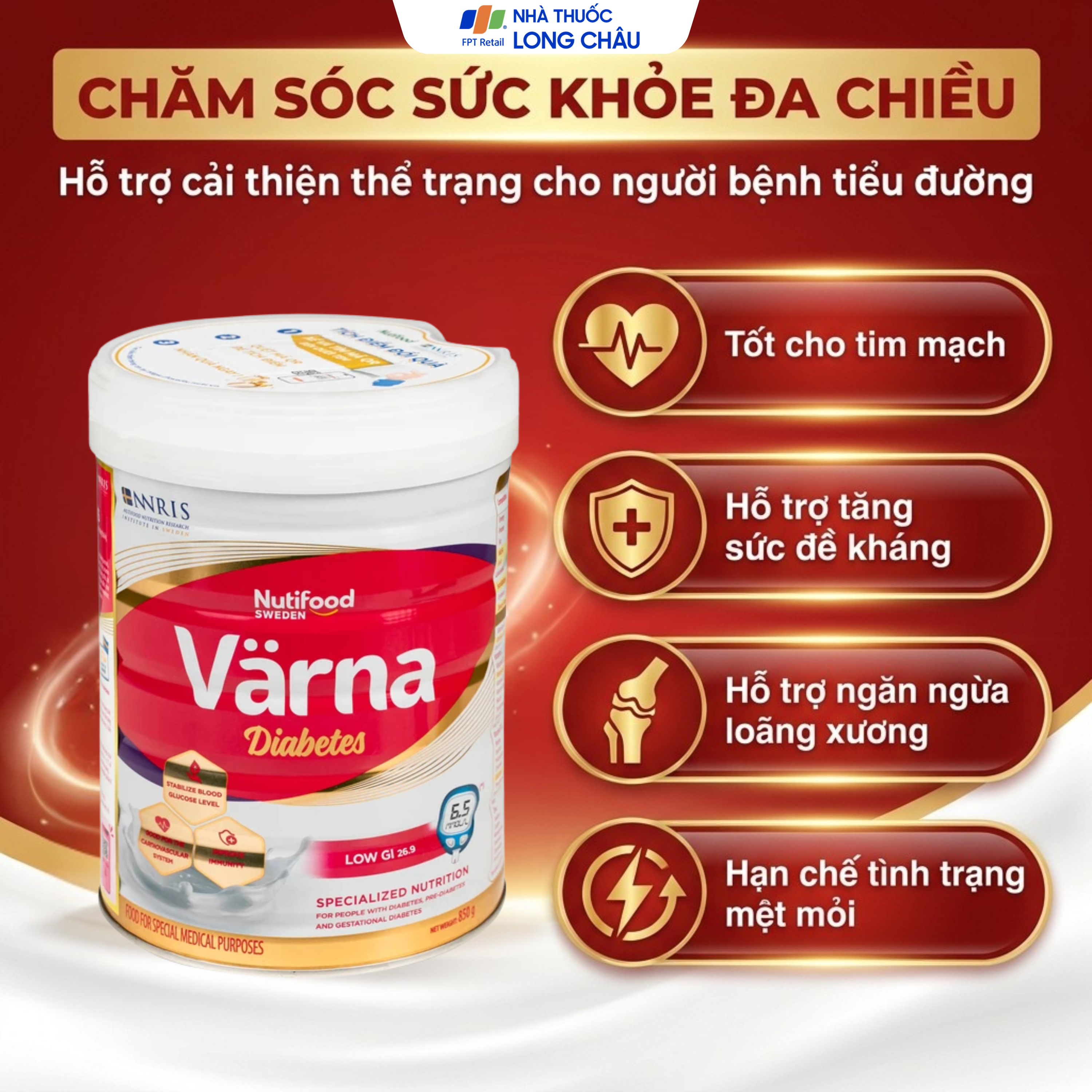 Hình ảnh Sữa ổn định đường huyết Nutifood Varna Diabetes (850g)