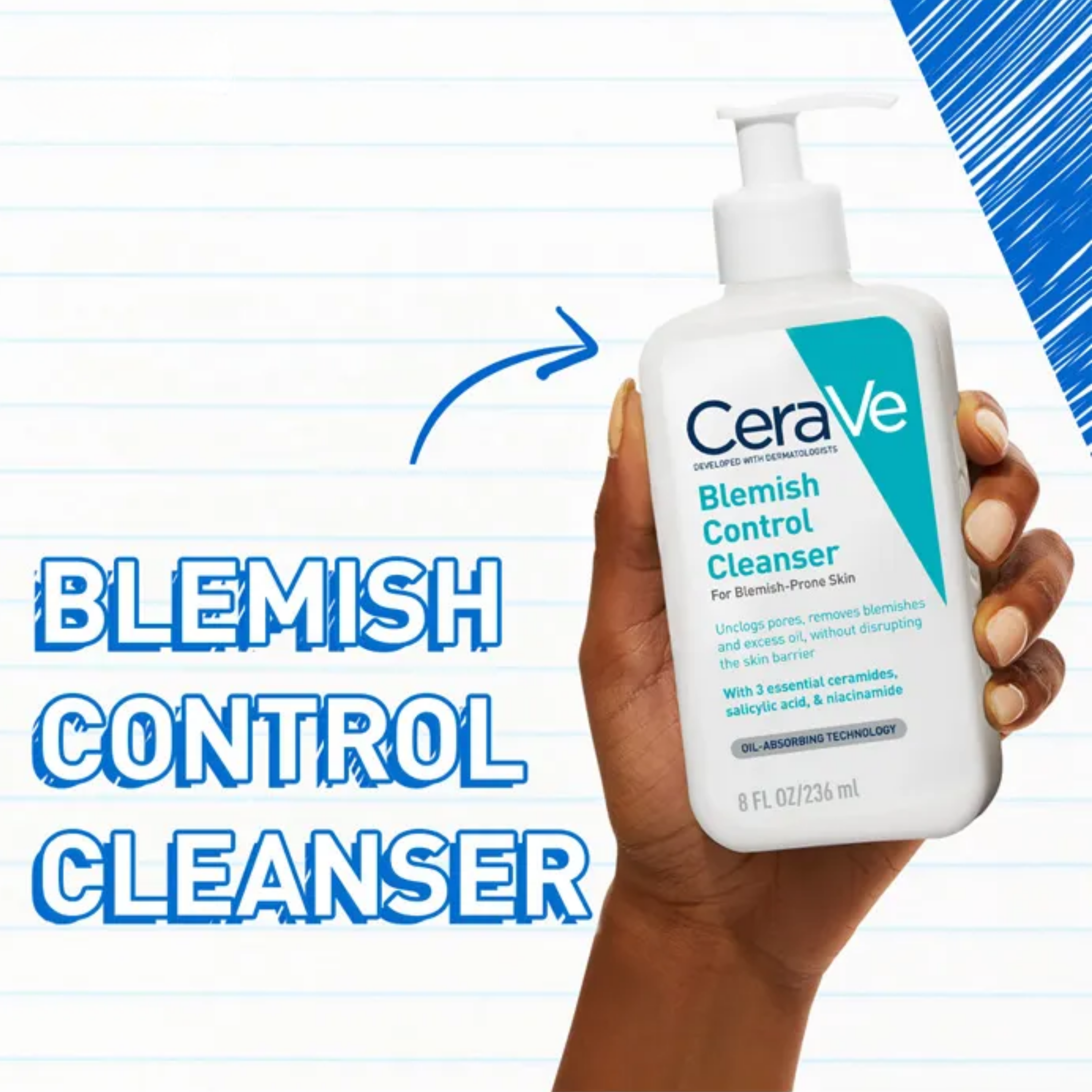 Hình ảnh Sữa rửa mặt dành cho da dầu, mụn Cerave Blemish Control Cleanser 236ml