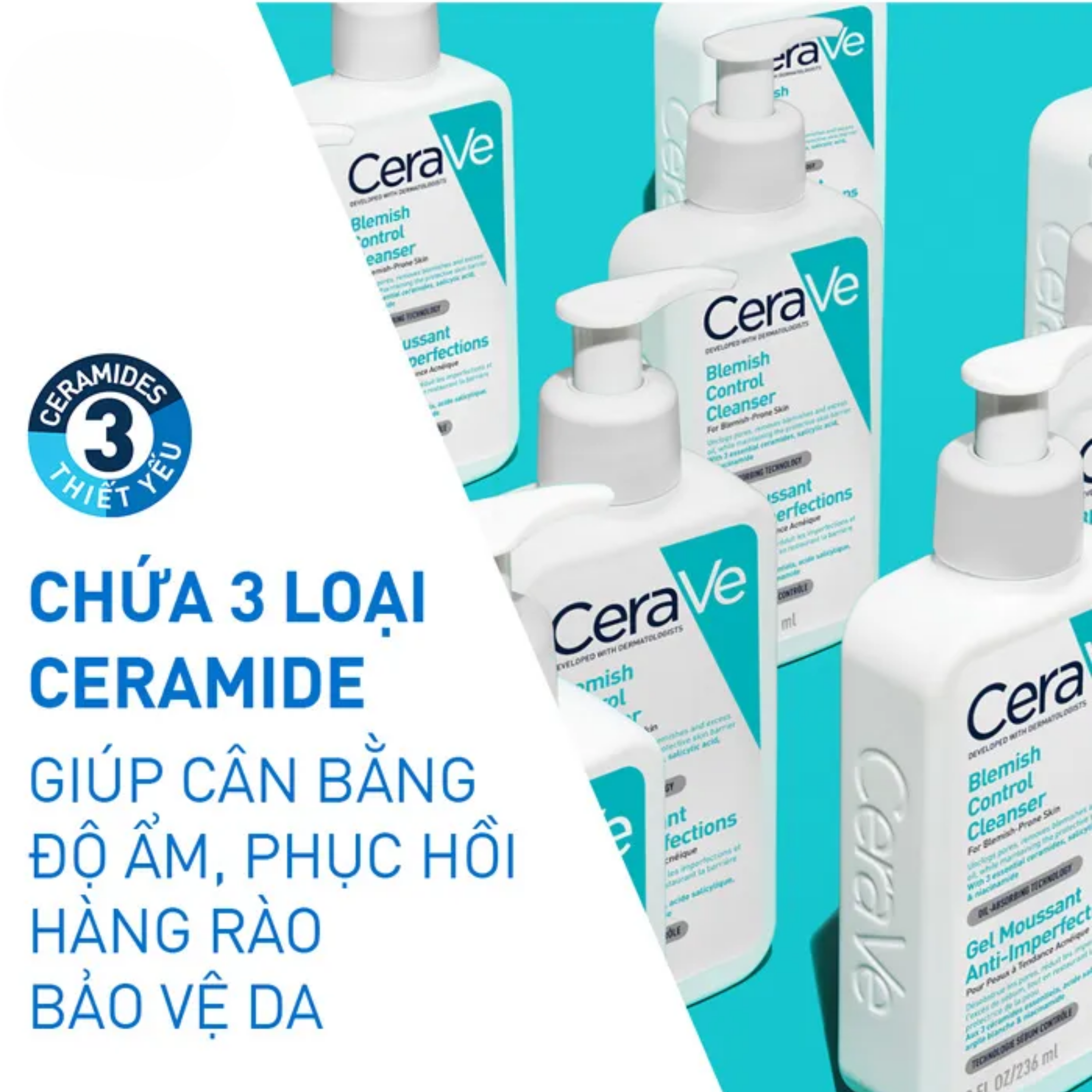 Hình ảnh Sữa rửa mặt dành cho da dầu, mụn Cerave Blemish Control Cleanser 236ml