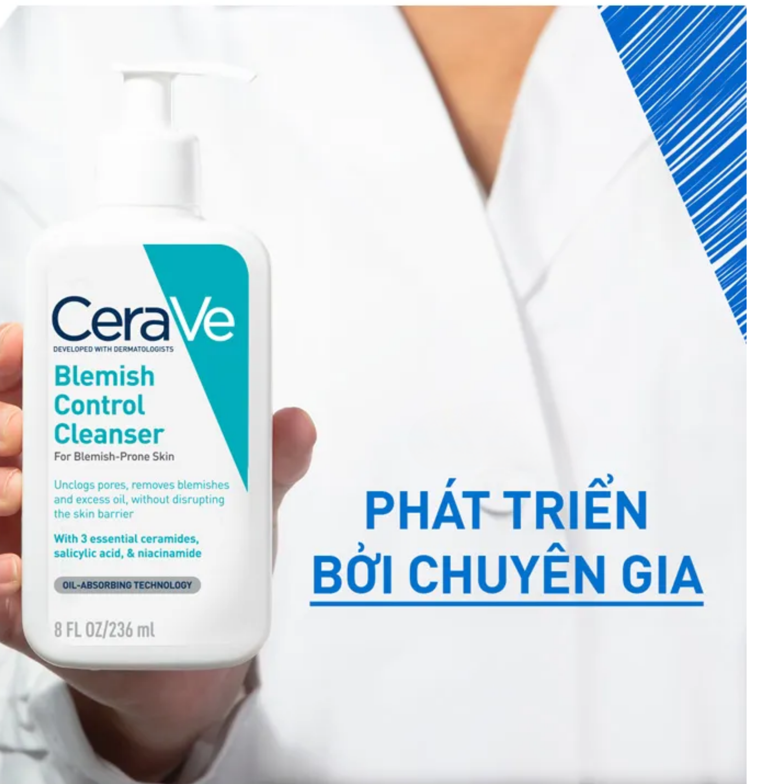 Hình ảnh Sữa rửa mặt dành cho da dầu, mụn Cerave Blemish Control Cleanser 236ml