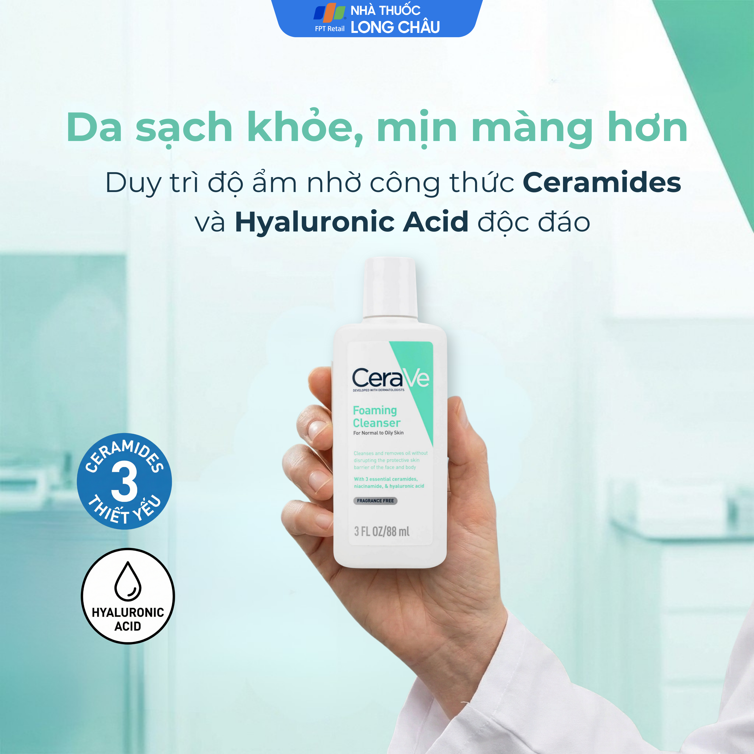 Hình ảnh Sữa rửa mặt CeraVe Foaming Cleanser làm sạch sâu dành cho da dầu (88ml)