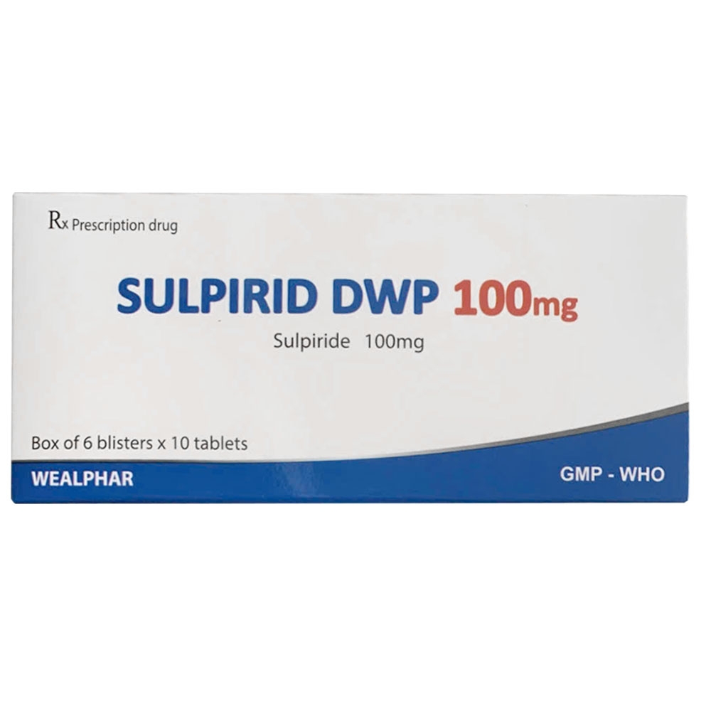 Hình ảnh Thuốc Sulpirid Dwp 100mg Wealphar điều trị ngắn hạn các triệu chứng lo âu ở người lớn (6 vỉ x 10 viên)