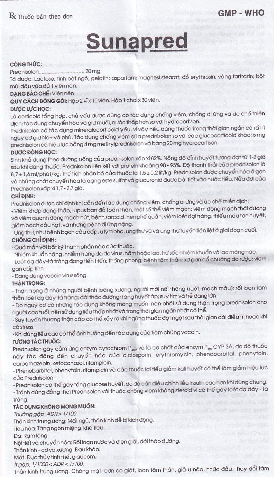 Hình ảnh Thuốc Sunapred 20mg Donaipharm chống viêm, chống dị ứng (30 viên) 