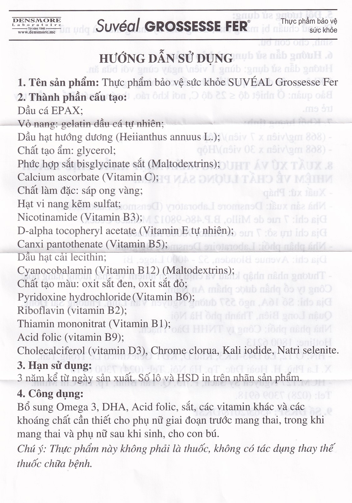 Hình ảnh Viên uống Suvéal Grossesse Fer Densmore bổ sung Omega 3, DHA, Vitamin, khoáng chất (2 vỉ x 15 viên)