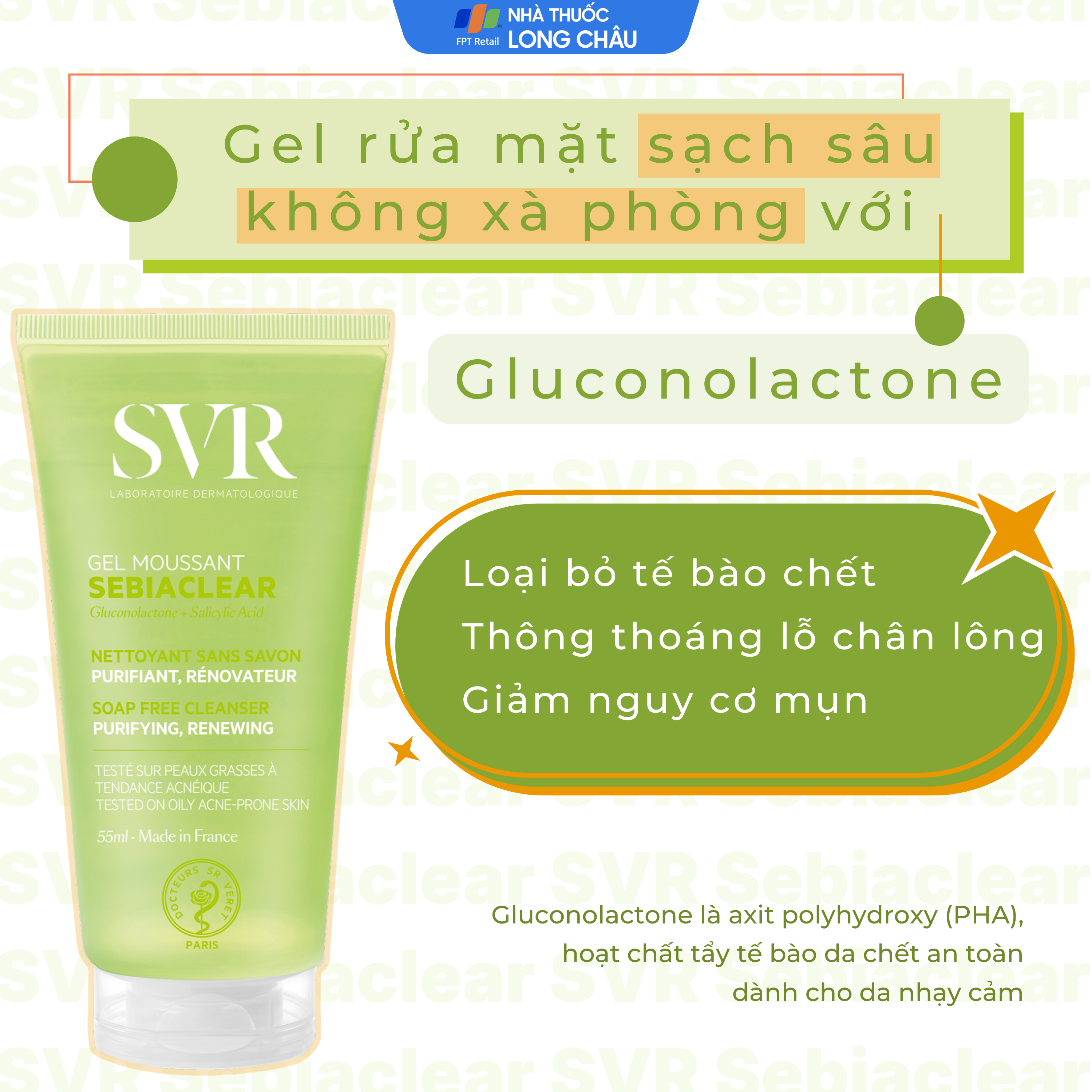 Hình ảnh Gel rửa mặt và loại bỏ tế bào chết không chứa xà phòng SVR Sebiaclear Gel Moussant 55ml