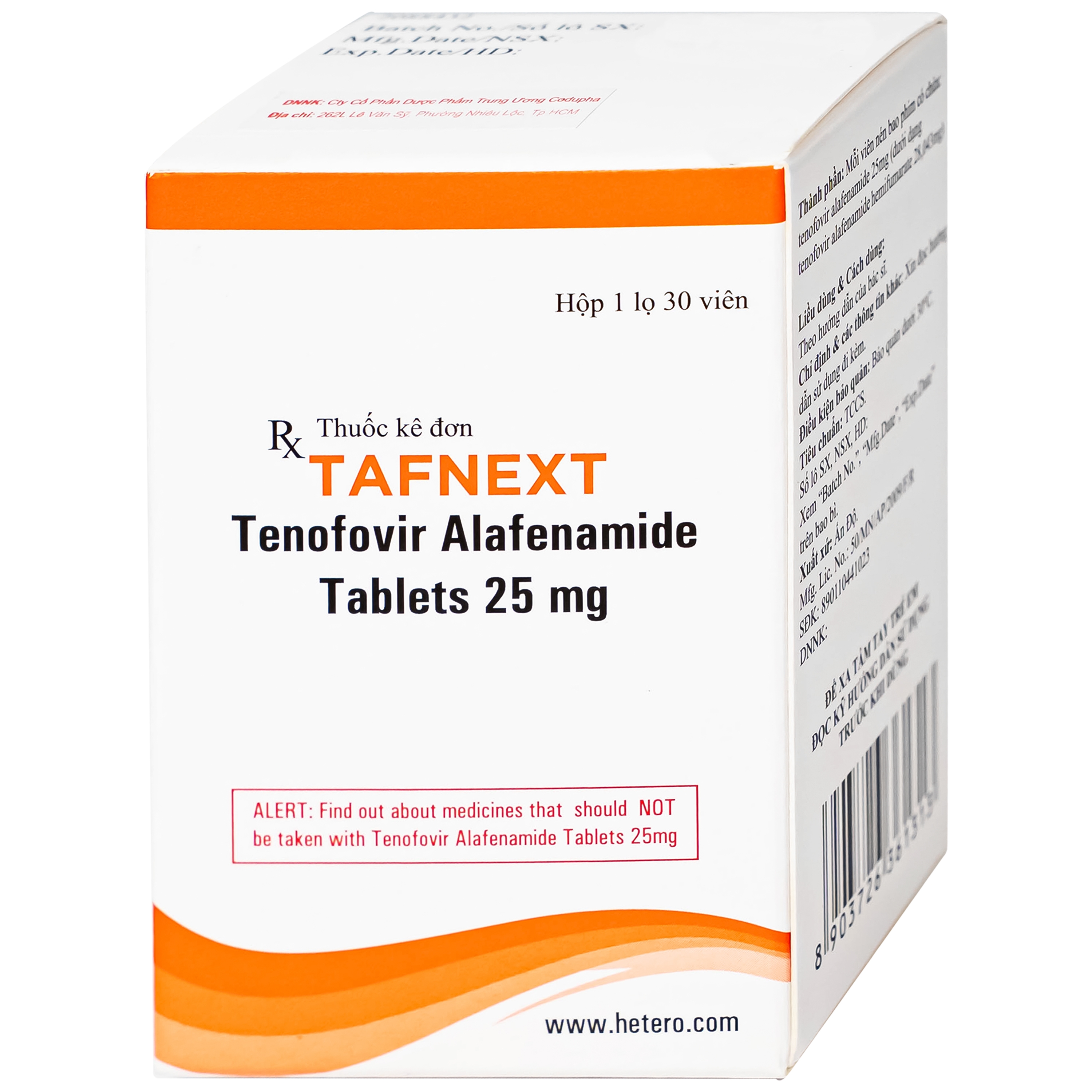 Hình ảnh Thuốc Tafnext 25mg điều trị nhiễm virus viêm gan B mạn tính (30 viên)
