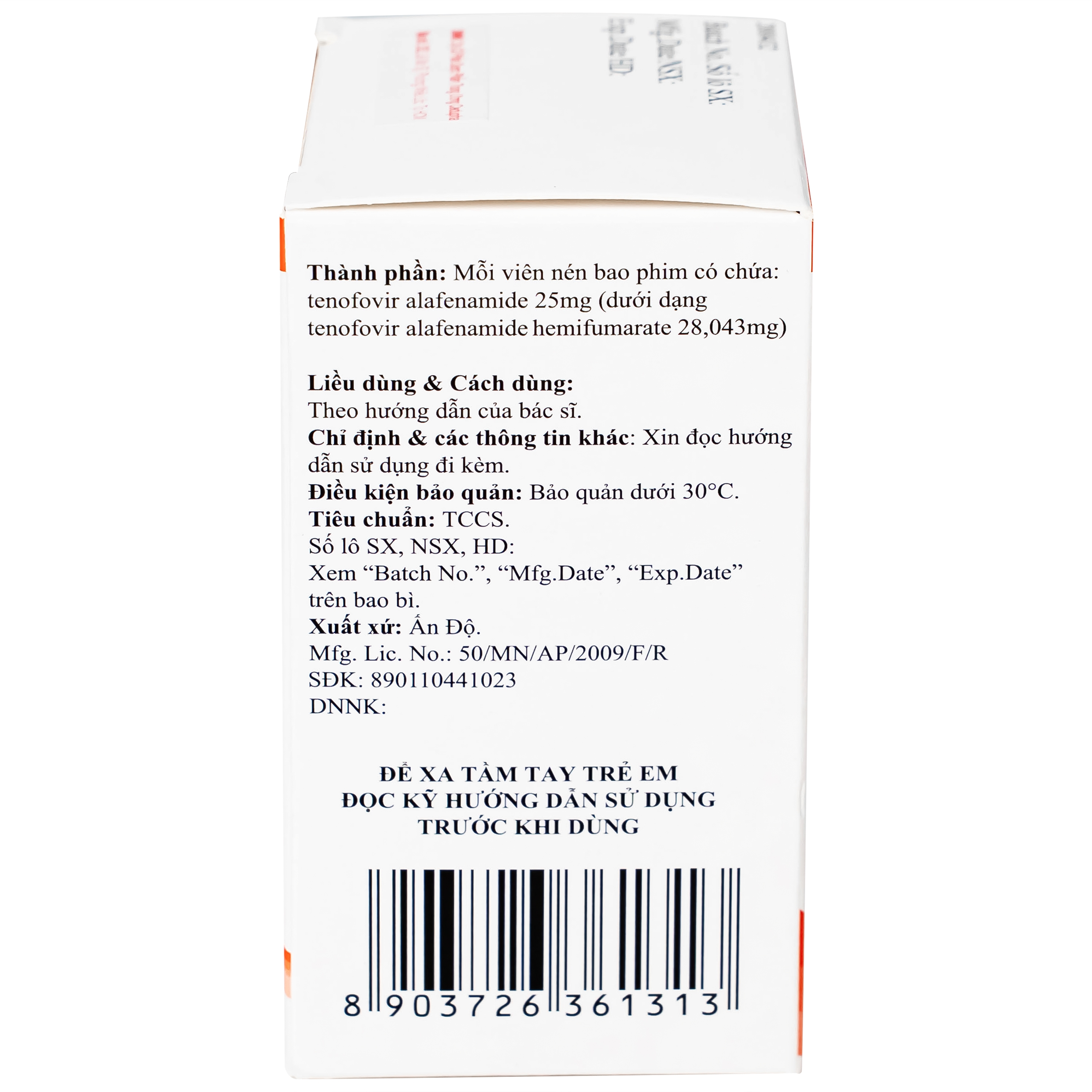 Hình ảnh Thuốc Tafnext 25mg điều trị nhiễm virus viêm gan B mạn tính (30 viên)