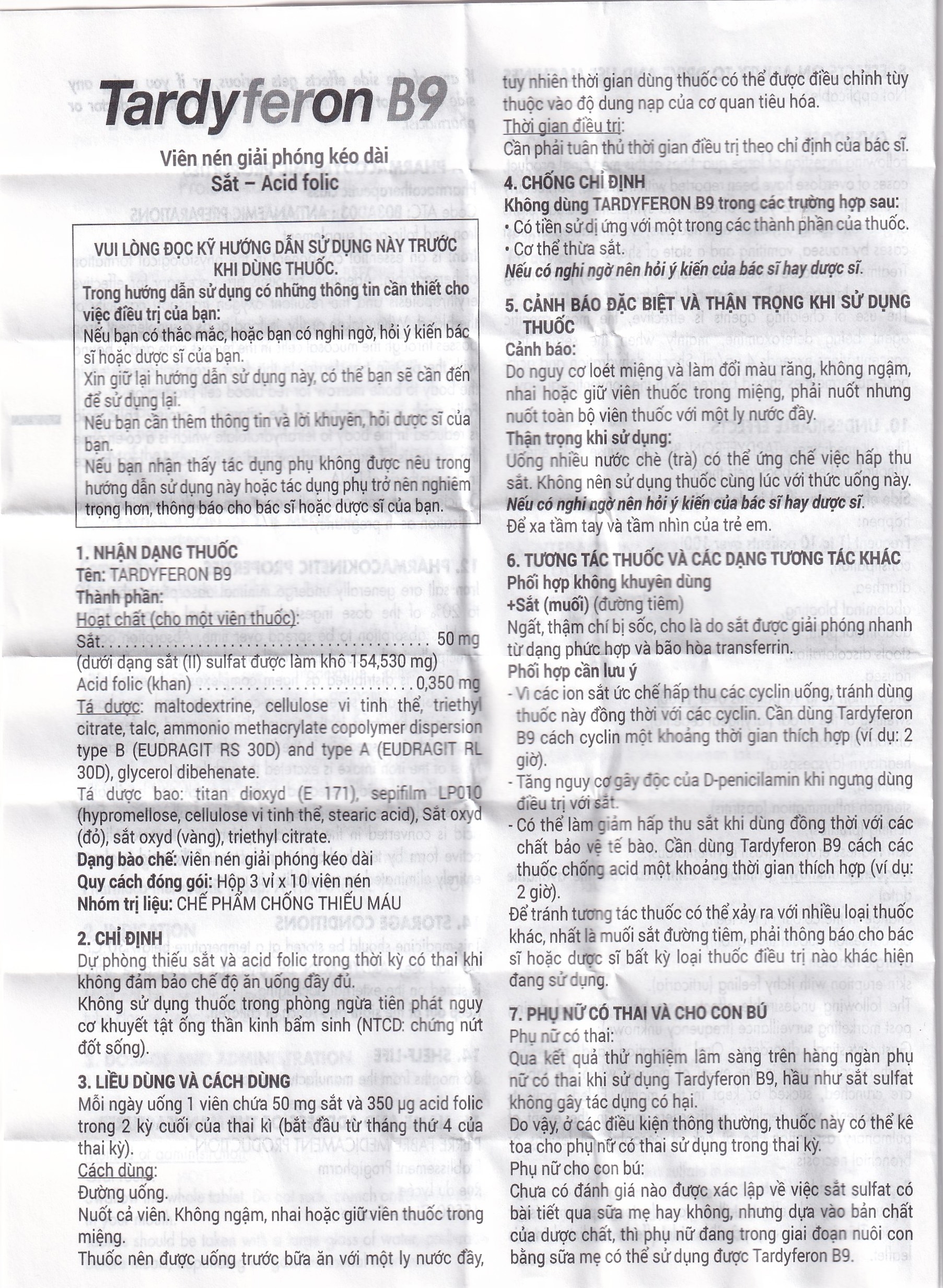 Hình ảnh Thuốc Tardyferon B9 Pierre Fabre dự phòng thiếu sắt, acid folic cho phụ nữ có thai (3 vỉ x 10 viên)