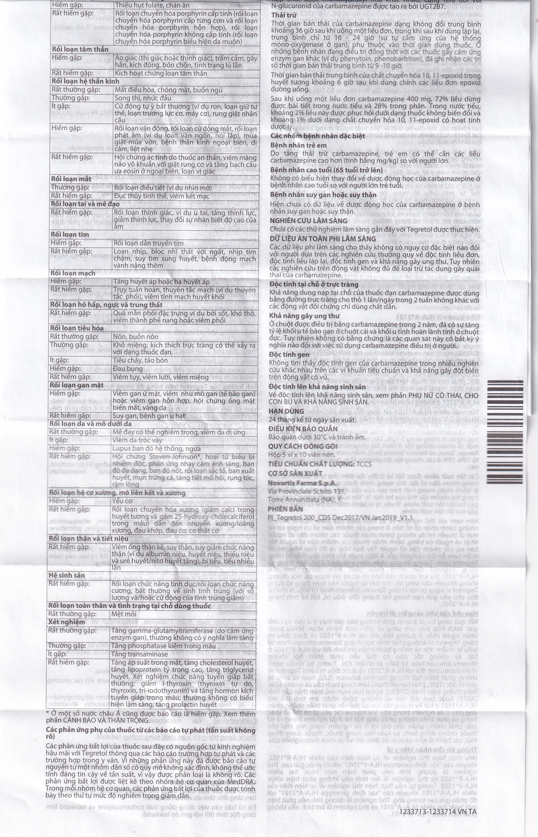 Hình ảnh Thuốc Tegretol 200 Novartis điều trị bệnh động kinh (5 vỉ x 10 viên)