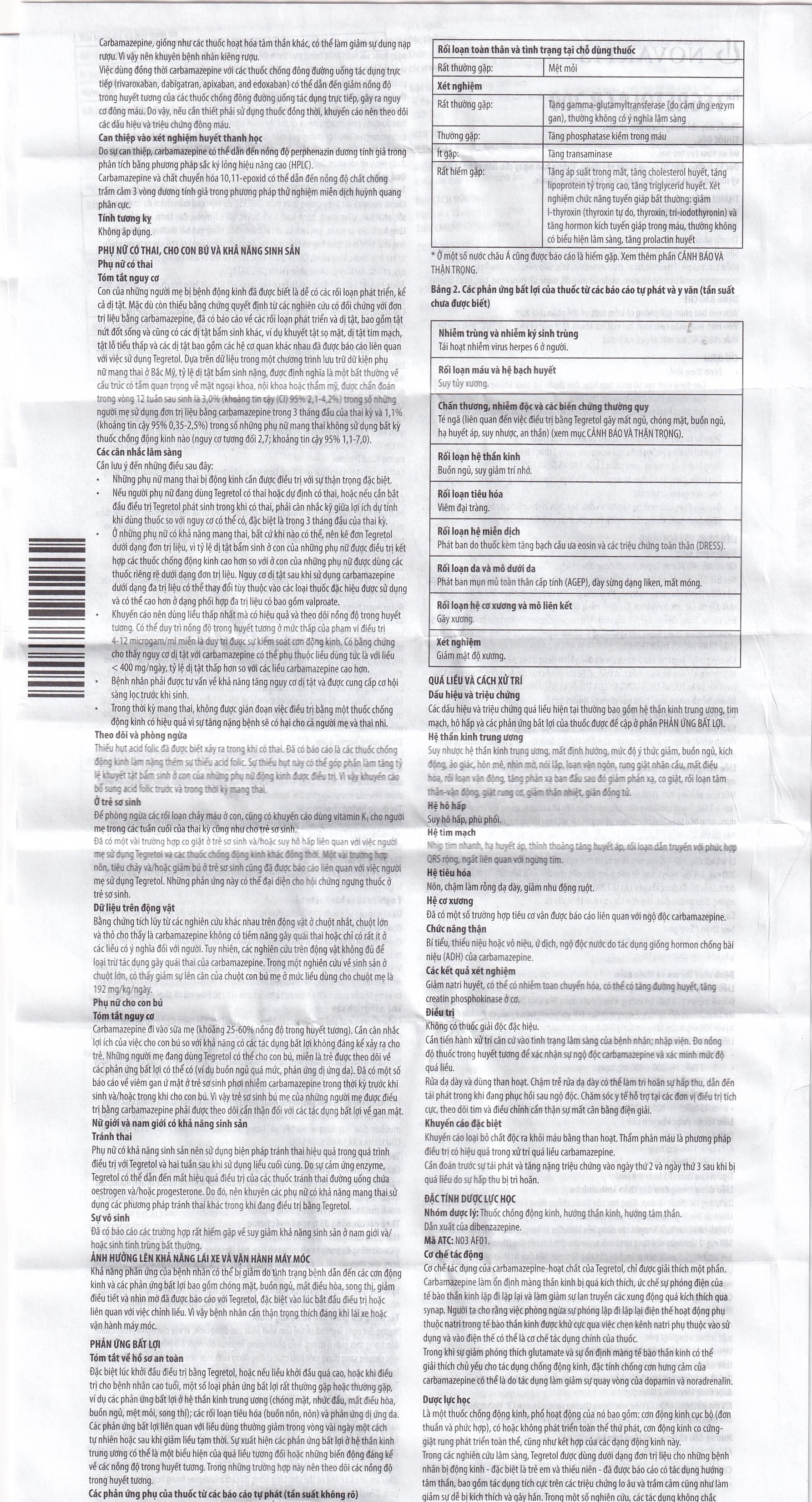 Hình ảnh Thuốc Tegretol CR 200 điều trị bệnh động kinh (5 vỉ x 10 viên)