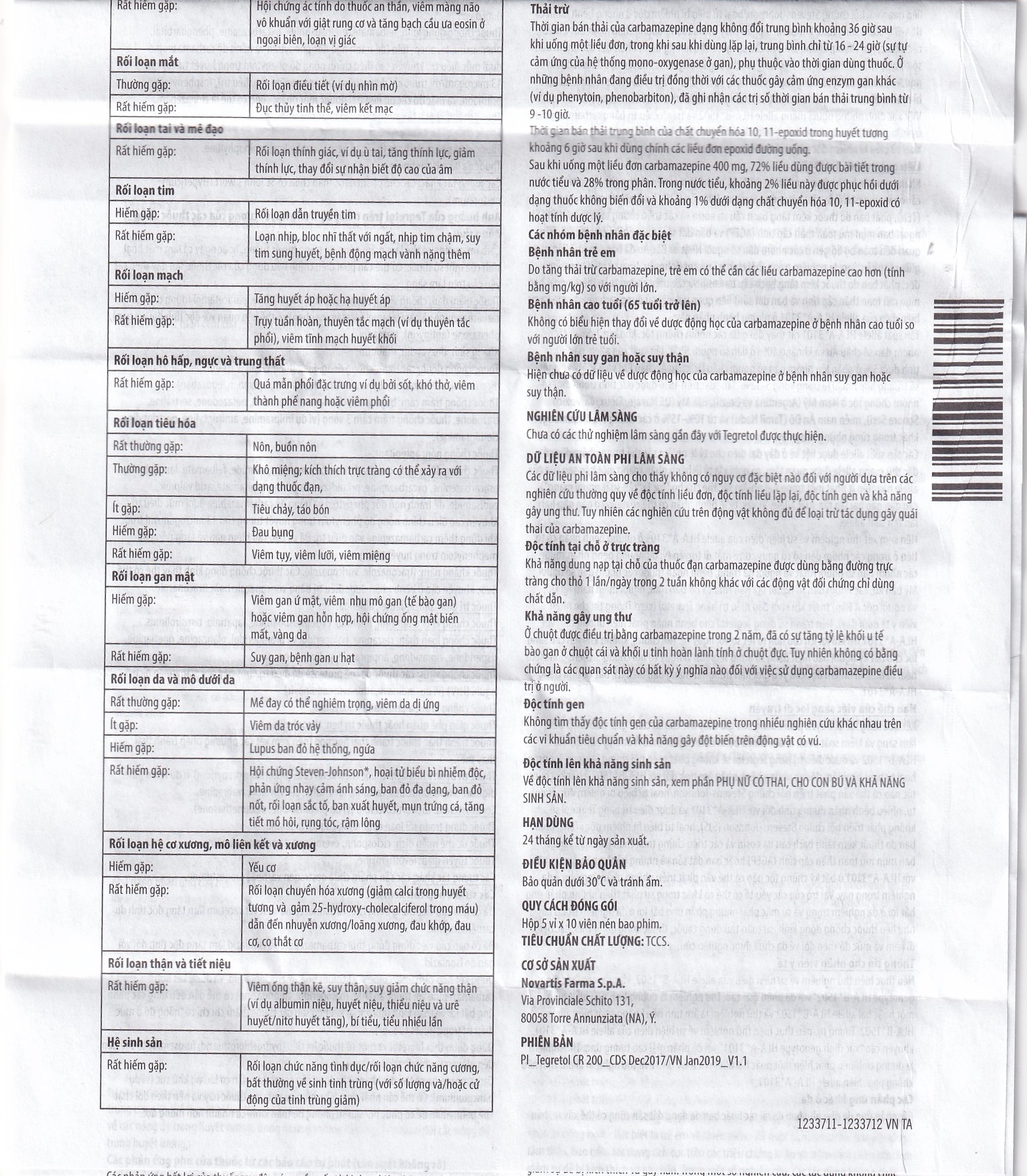 Hình ảnh Thuốc Tegretol CR 200 điều trị bệnh động kinh (5 vỉ x 10 viên)