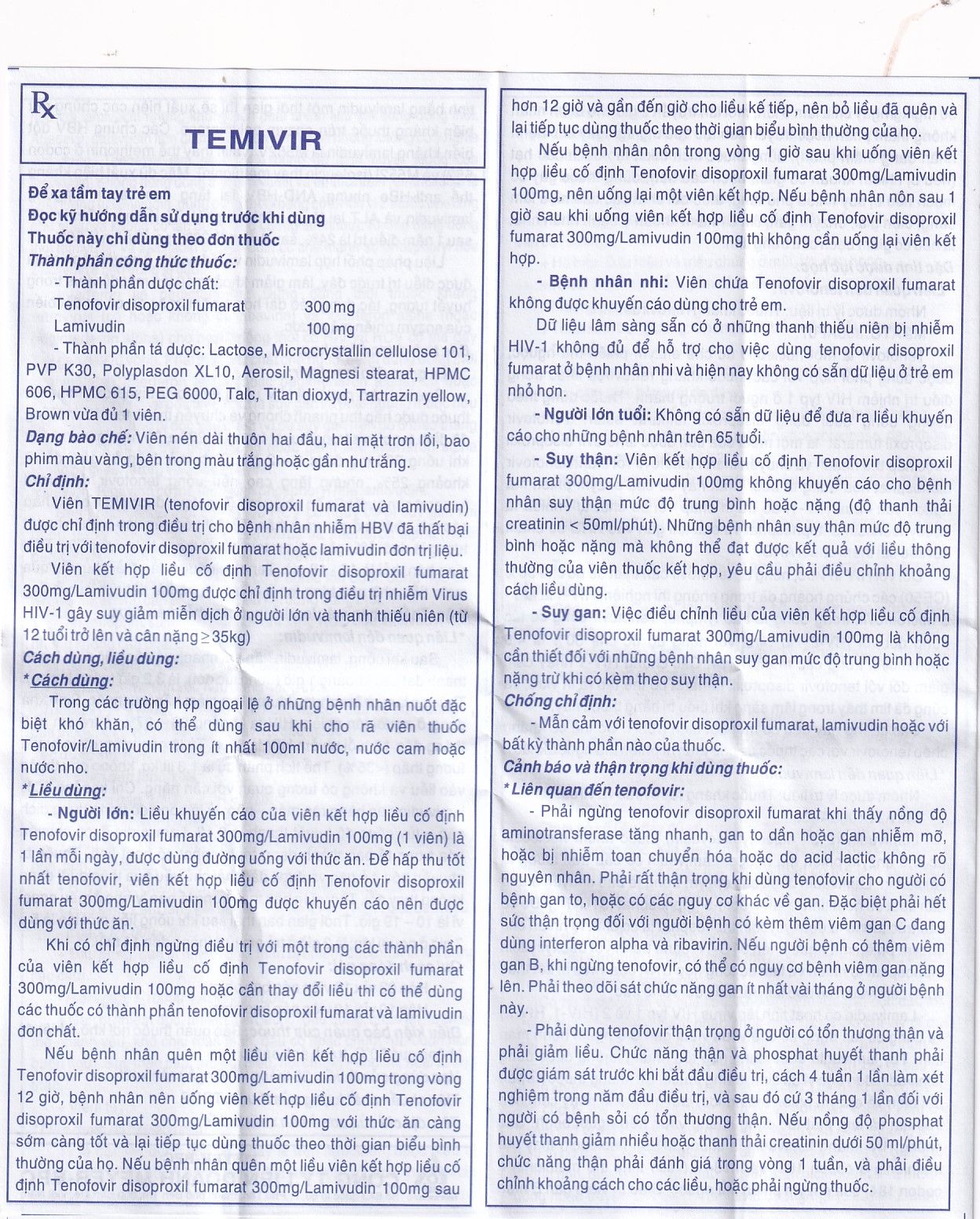 Hình ảnh Thuốc Temivir Meyer - BPC hỗ trợ điều trị nhiễm HIV-I hoặc điều trị viêm gan B mạn tính (3 vỉ x 10 viên)