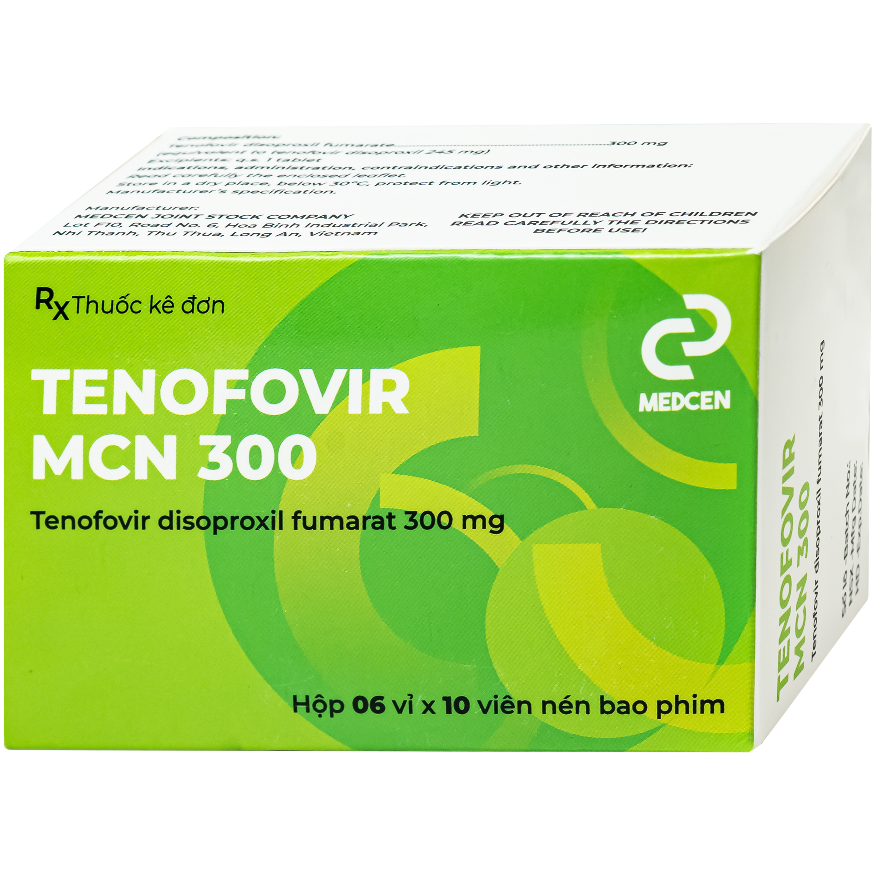 Hình ảnh Thuốc Tenofovir MCN 300mg Medcen điều trị nhiễm HIV-1 ở người lớn (6 vỉ x 10 viên)