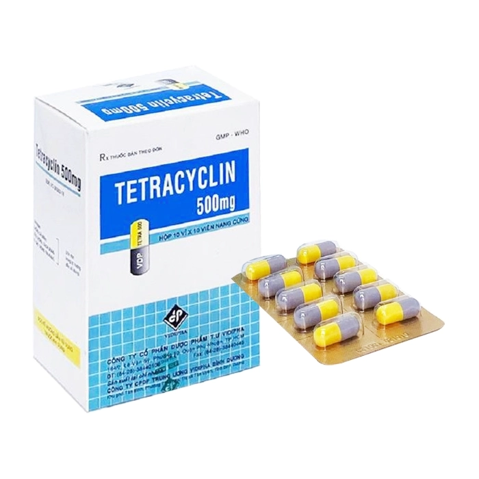 Hình ảnh Thuốc Tetracyclin 500mg Vidipha điều trị nhiễm khuẩn (10 vỉ x 10 viên)