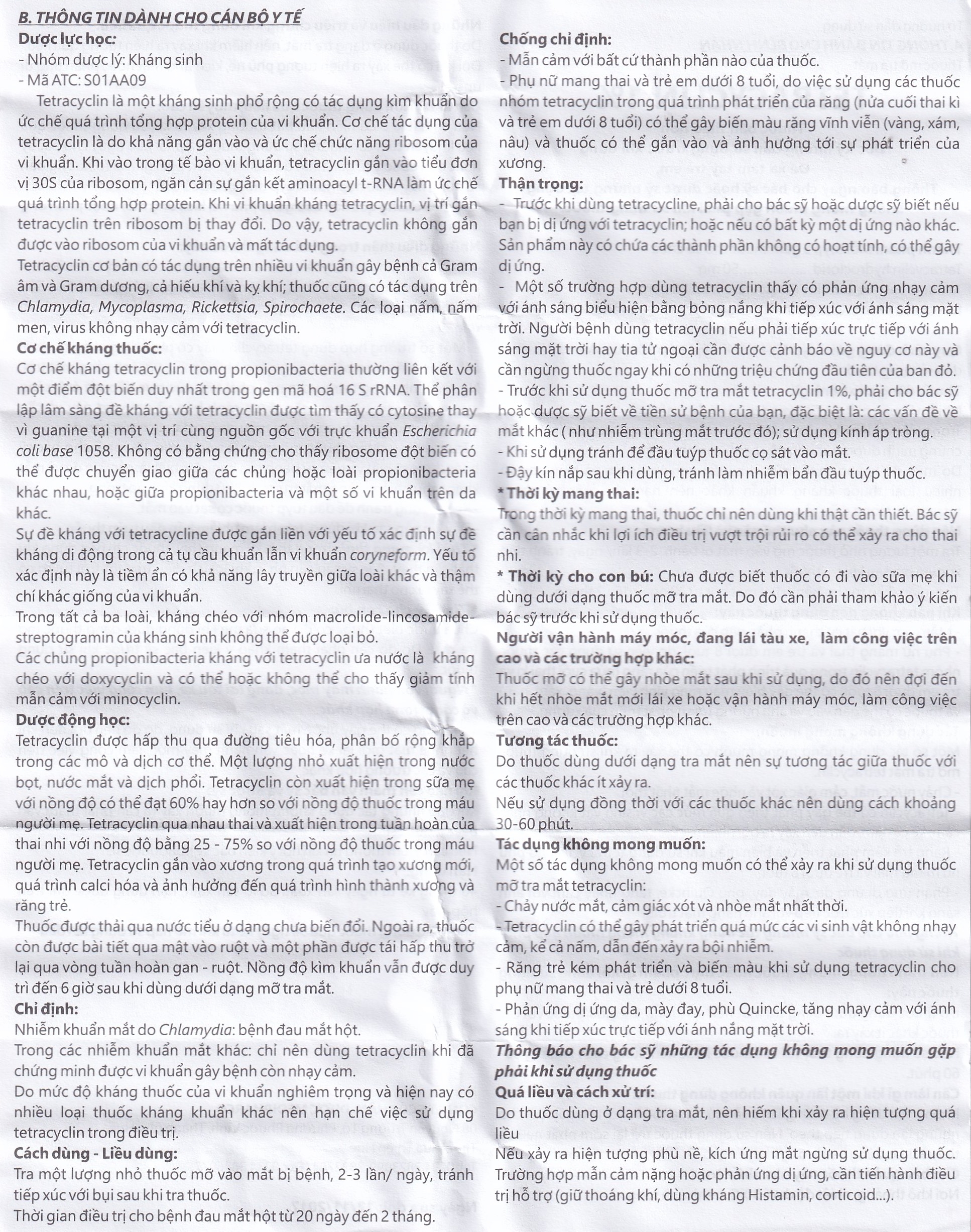 Hình ảnh Thuốc mỡ tra mắt Tetracyclin 1% Medipharco điều trị đau mắt hột (5g)