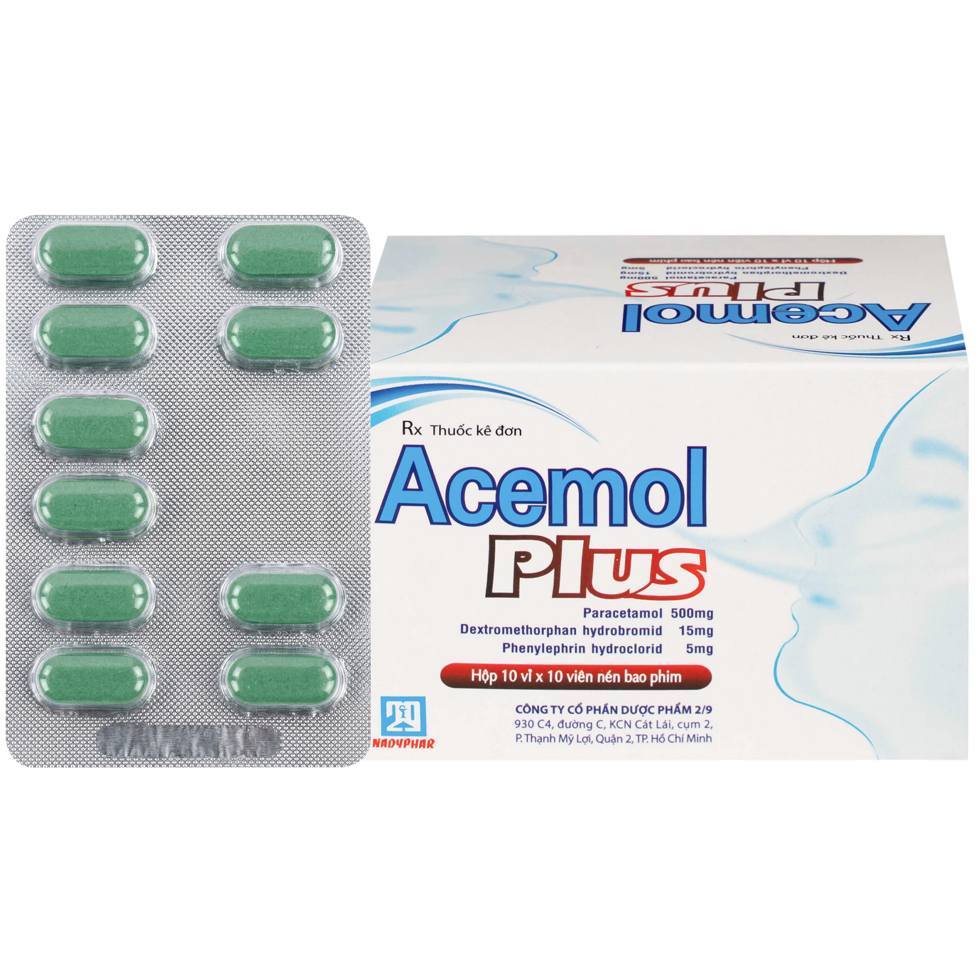 Hình ảnh Thuốc Acemol Plus Nadyphar điều trị các triệu chứng của cảm cúm và cảm lạnh cho người lớn và trẻ em trên 12 tuổi (10 vỉ x 10 viên)
