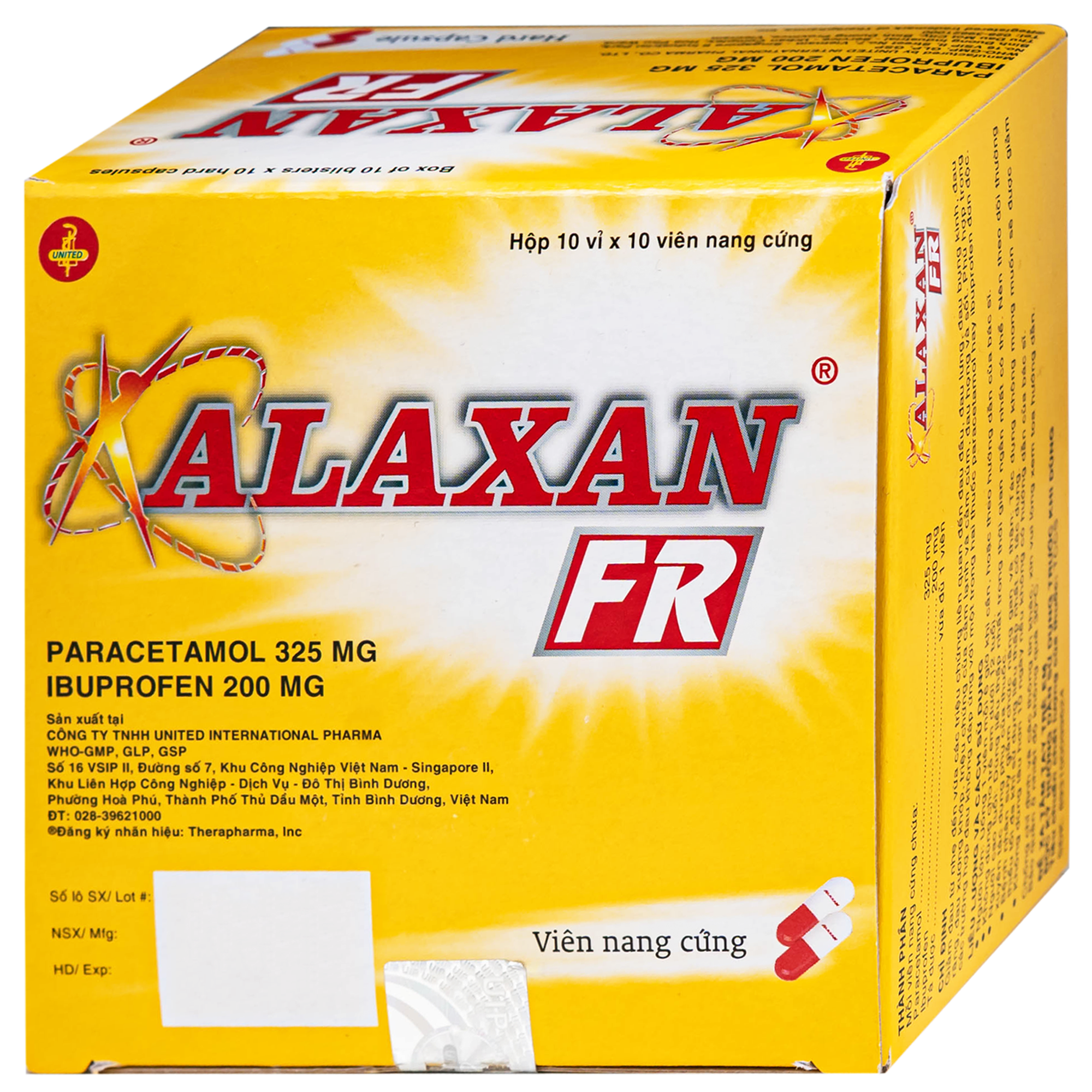 Hình ảnh Thuốc Alaxan FR United giảm đau nhanh các cơn đau đầu, đau cơ xương khớp, đau răng và hạ sốt (10 vỉ x 10 viên)