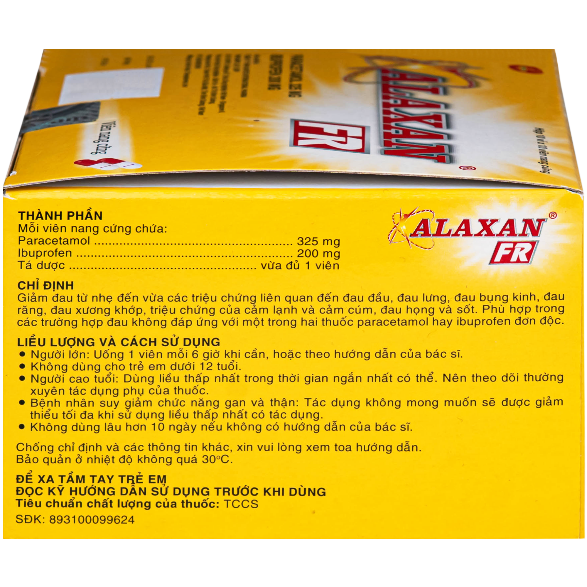 Hình ảnh Thuốc Alaxan FR United giảm đau nhanh các cơn đau đầu, đau cơ xương khớp, đau răng và hạ sốt (10 vỉ x 10 viên)