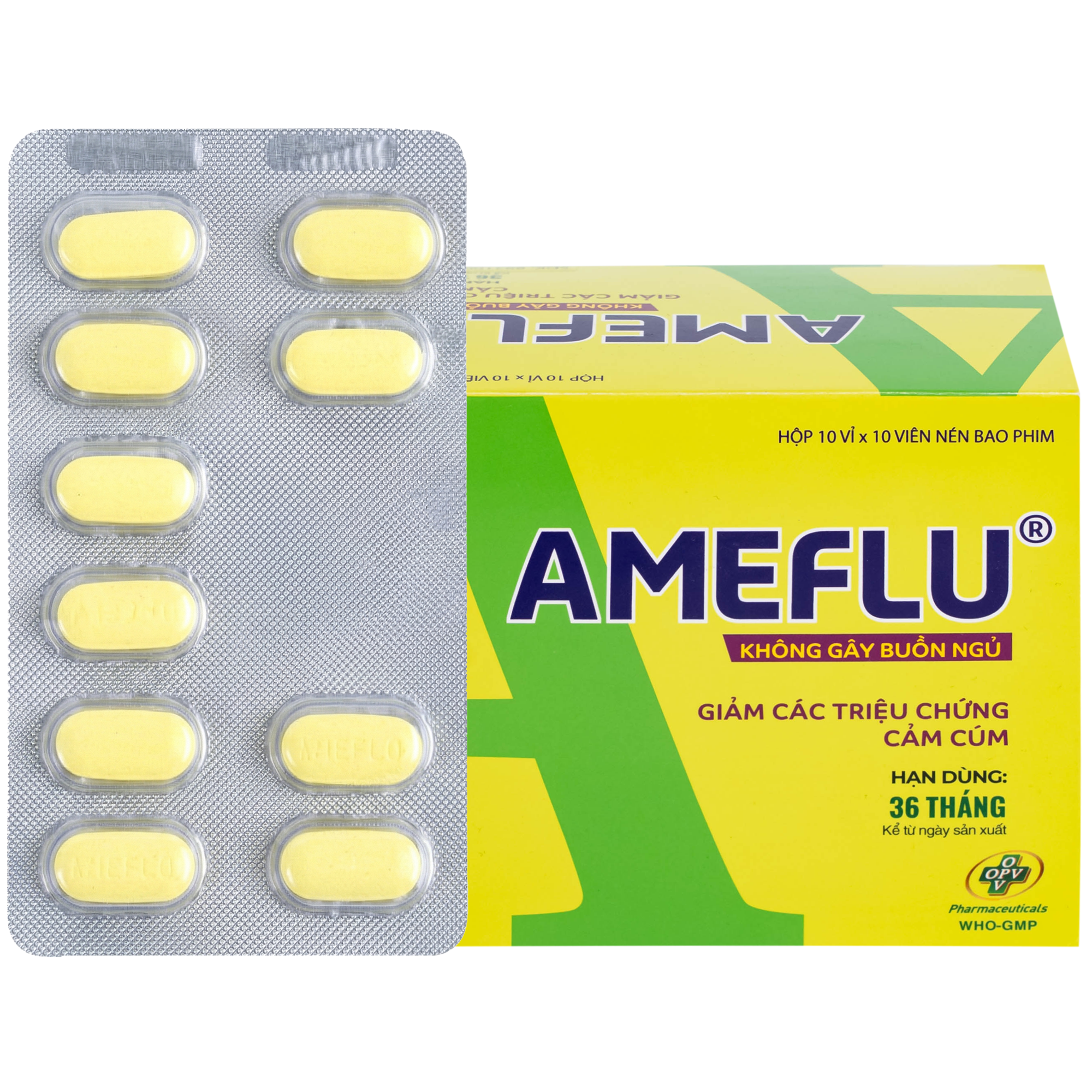 Hình ảnh Thuốc Ameflu Không Gây Buồn Ngủ OPV điều trị các triệu chứng cảm lạnh và cảm cúm (10 vỉ x 10 viên)