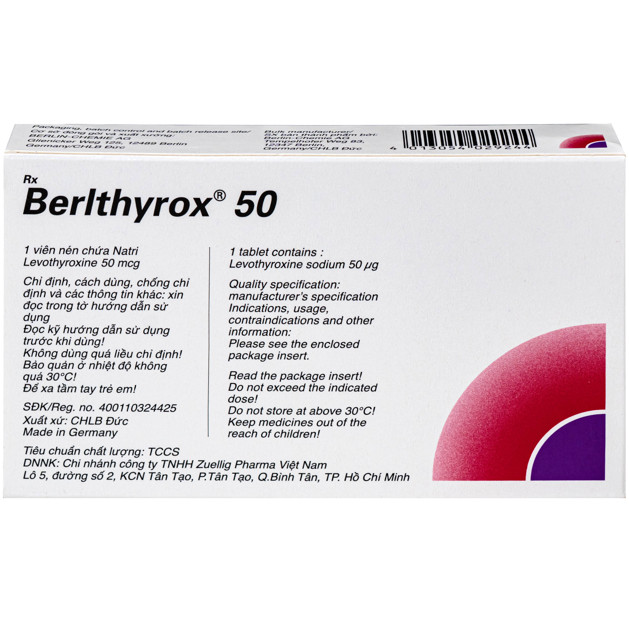 Hình ảnh Thuốc Berlthyrox 50mcg menarini điều trị bướu giáp, suy giáp, ung thư giáp (4 vỉ x 25 viên)