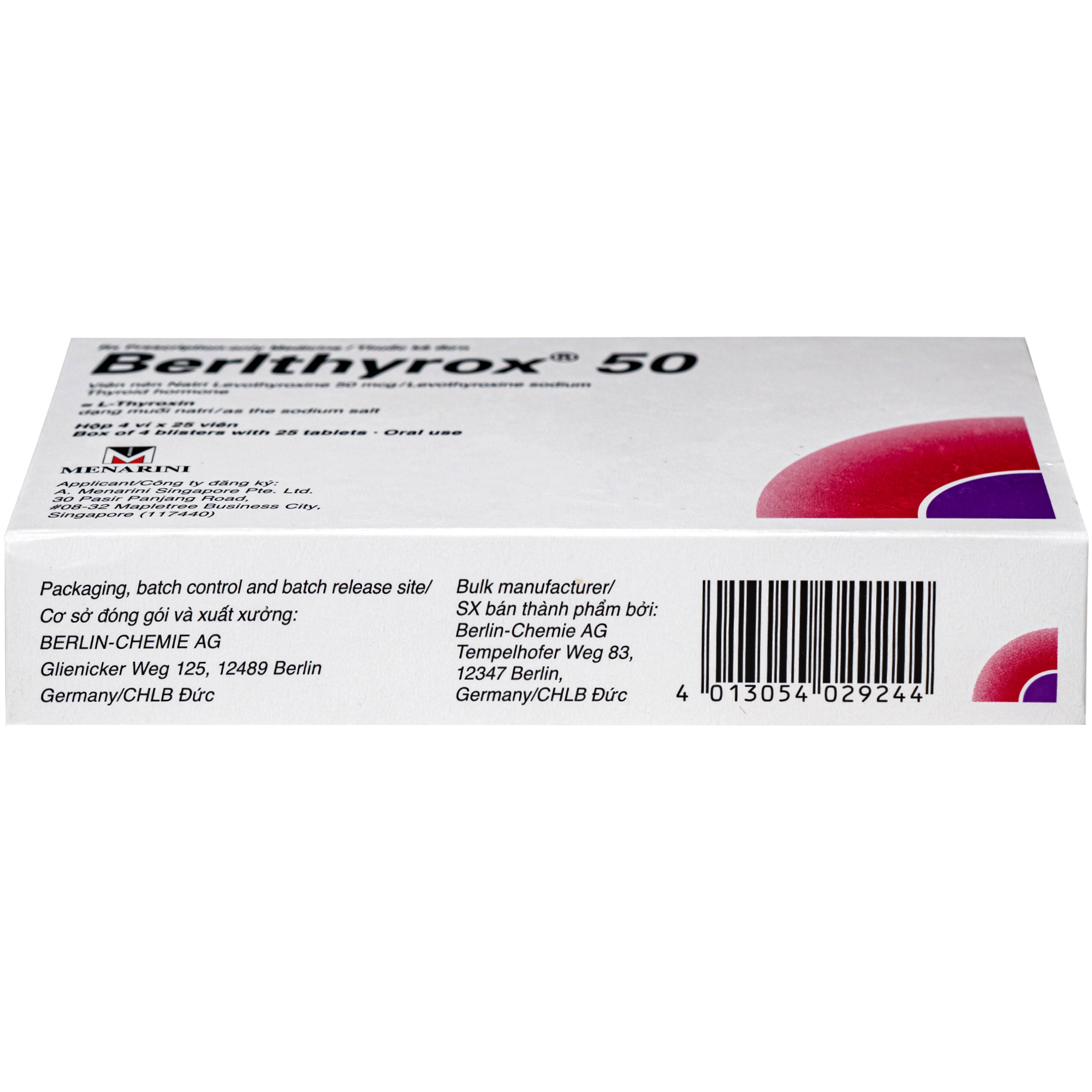 Hình ảnh Thuốc Berlthyrox 50mcg menarini điều trị bướu giáp, suy giáp, ung thư giáp (4 vỉ x 25 viên)