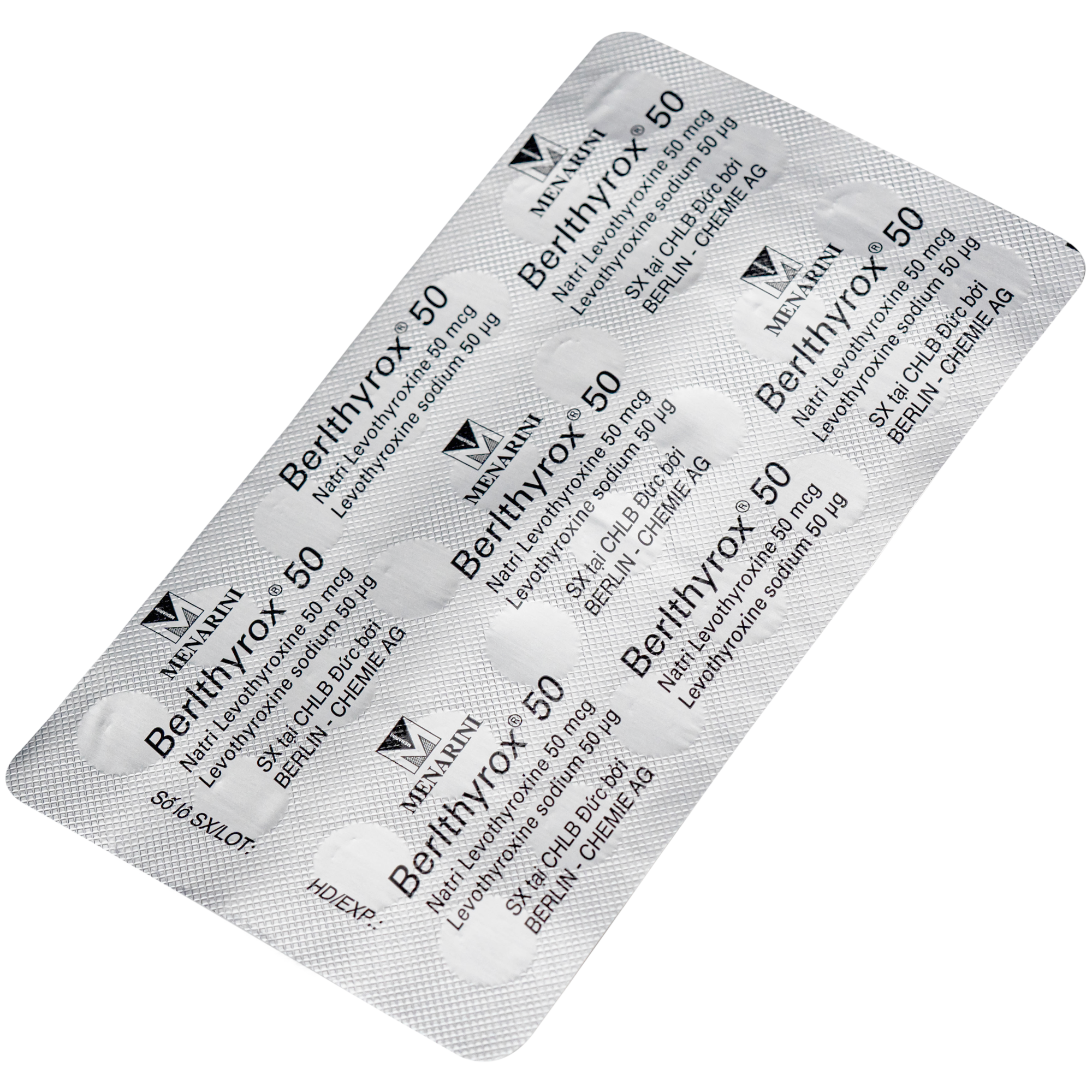 Hình ảnh Thuốc Berlthyrox 50mcg menarini điều trị bướu giáp, suy giáp, ung thư giáp (4 vỉ x 25 viên)