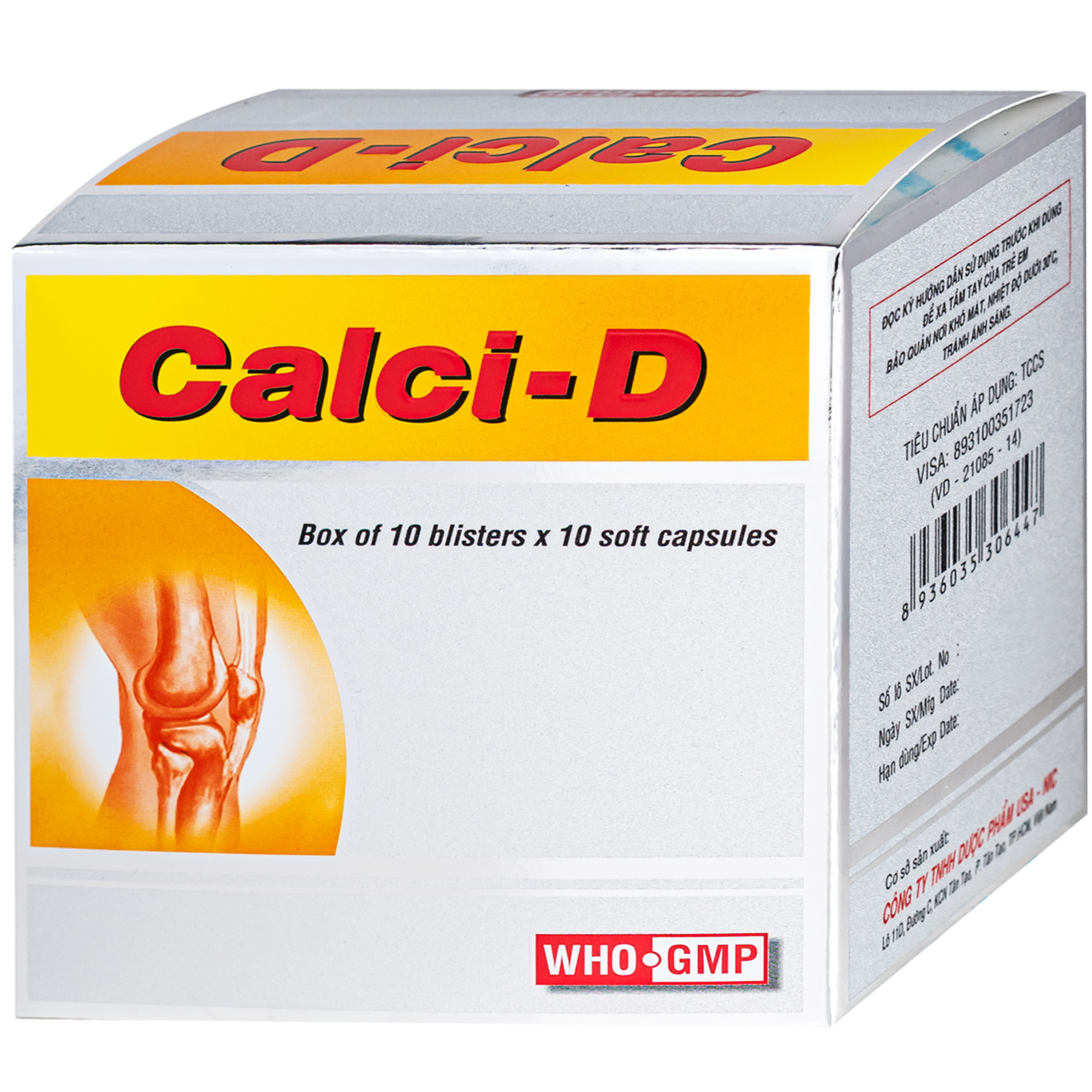 Hình ảnh Thuốc Calci-D Usa-nic phòng ngừa và điều trị tình trạng thiếu hụt canxi và vitamin D (10 vỉ x 10 viên)