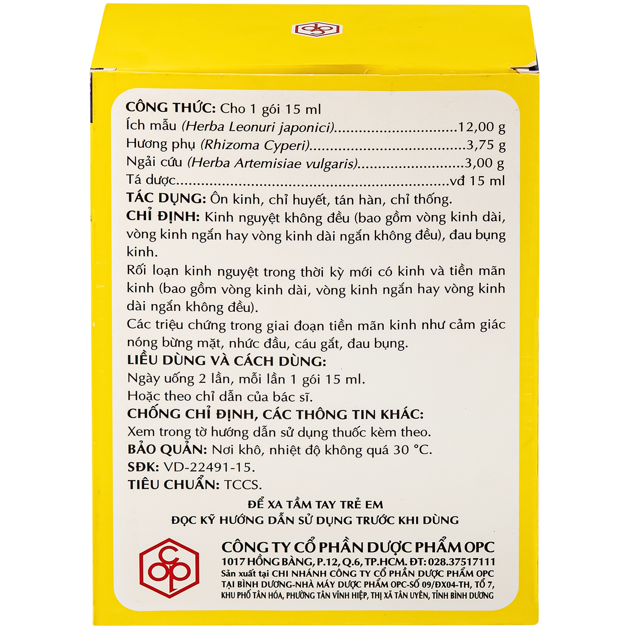 Hình ảnh Thuốc Cao Ích Mẫu OPC điều trị kinh nguyệt không đều (30 gói x 15ml)