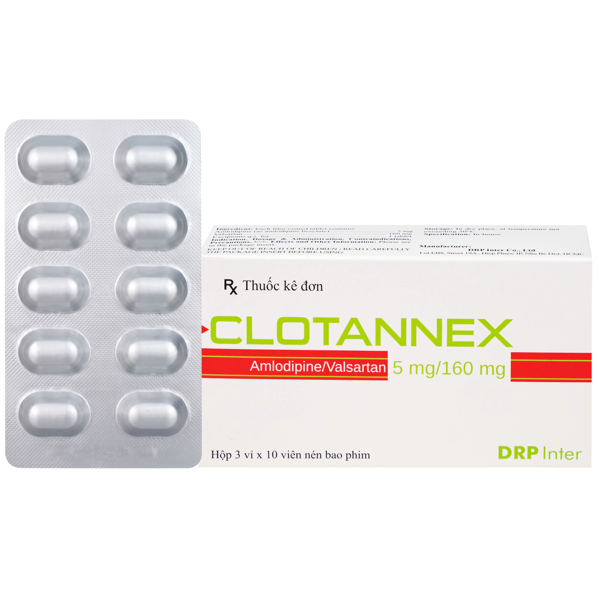 Hình ảnh Thuốc Clotannex 5/160mg DRP Inter điều trị tăng huyết áp vô căn (3 vỉ x 10 viên)