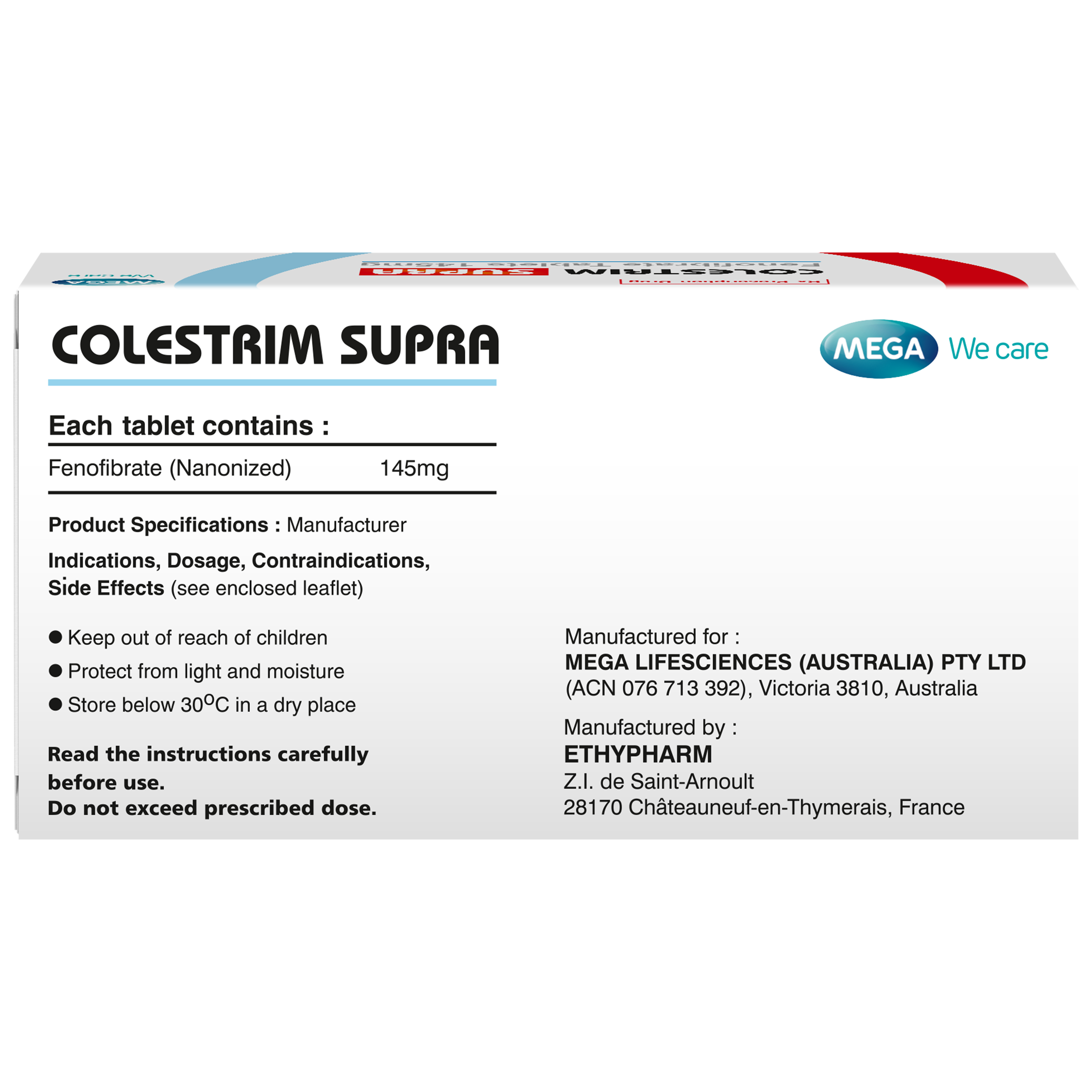 Hình ảnh Thuốc colestrim supra Mega điều trị rối loạn lipoprotein huyết (3 vỉ x 10 viên)