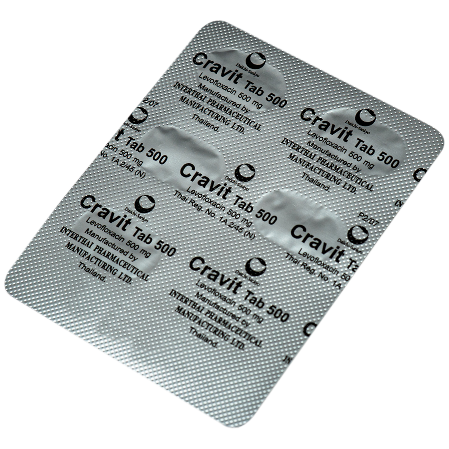 Hình ảnh Thuốc Cravit Tab 500mg Daiichi-Sankyo điều trị nhiễm khuẩn nhẹ, trung bình và nghiêm trọng do các chủng nhạy của các vi sinh vật (1 vỉ x 5 viên)