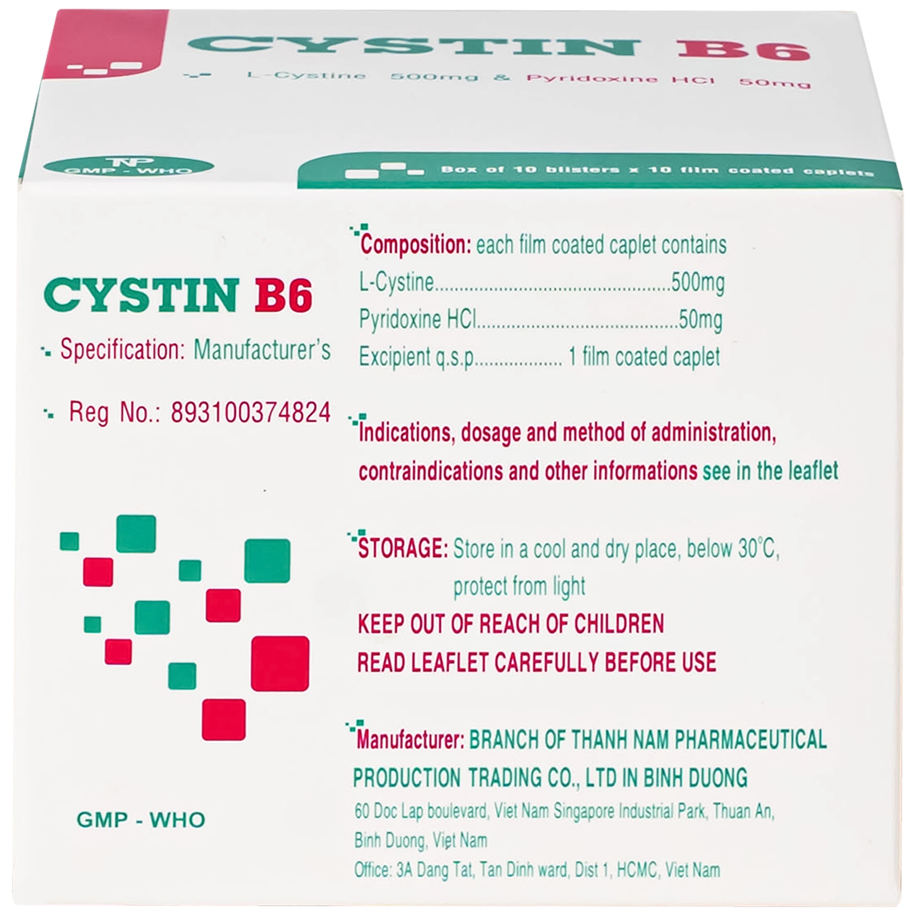 Hình ảnh Thuốc Cystin B6 TNP điều trị các bệnh lý liên quan đến tóc và loạn dưỡng móng ( 10 vỉ x 10 viên)