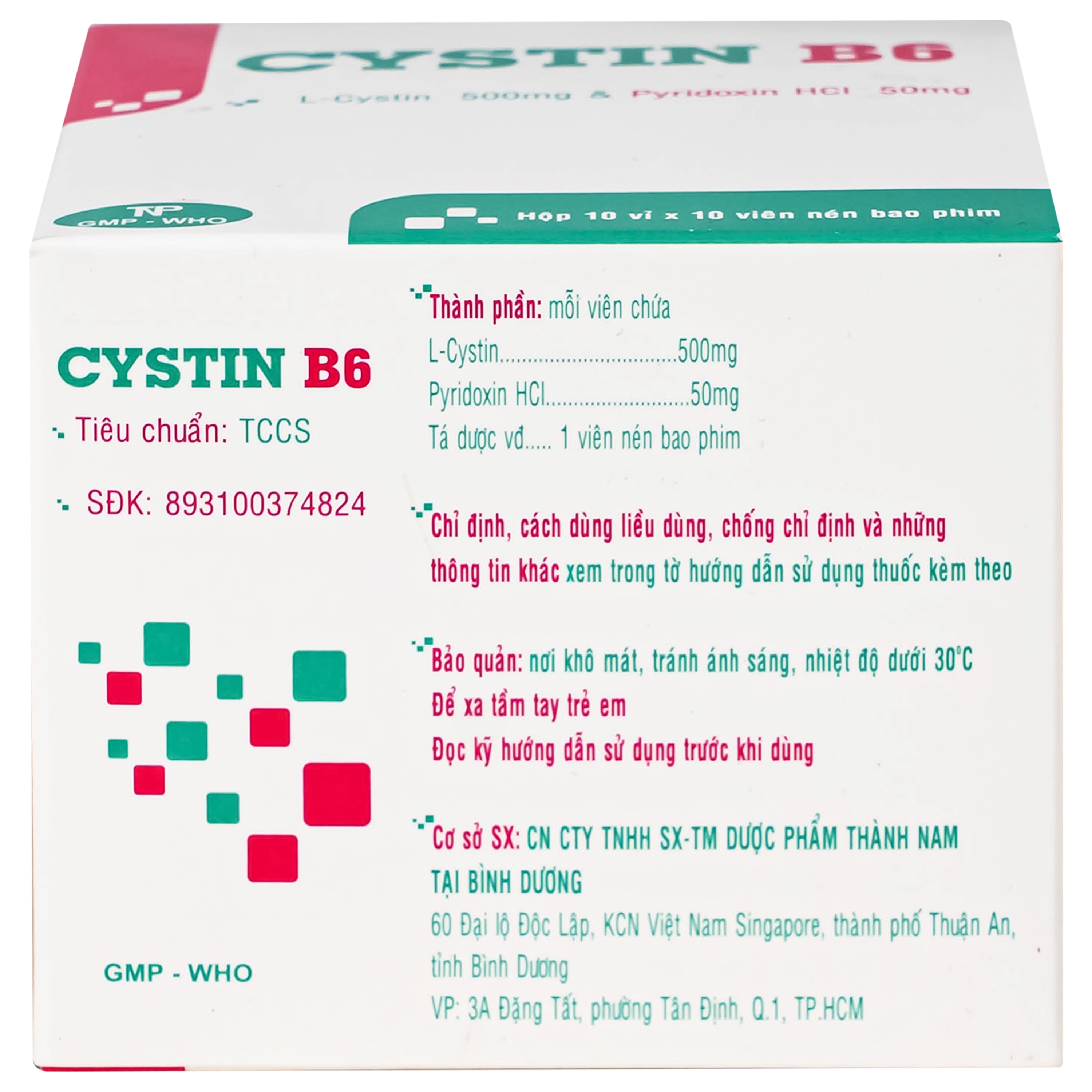 Hình ảnh Thuốc Cystin B6 TNP điều trị các bệnh lý liên quan đến tóc và loạn dưỡng móng ( 10 vỉ x 10 viên)