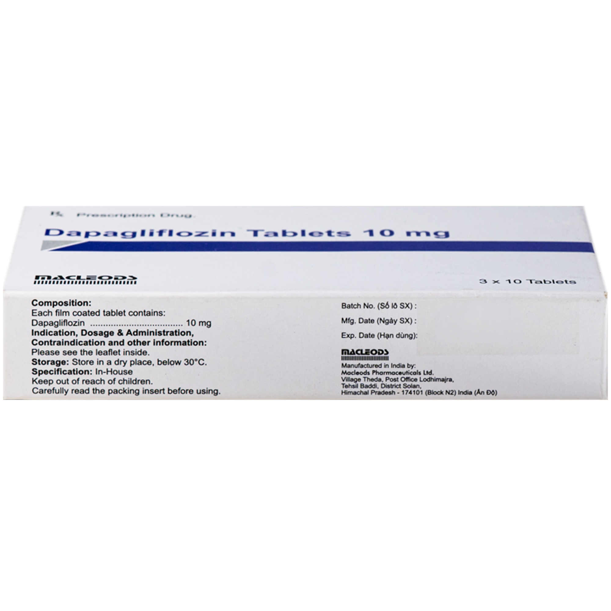 Hình ảnh Thuốc DAPAGLIFLOZIN TABLET 10MG Macleods điều trị đái tháo đường típ 2 (3 vỉ x 10 viên)