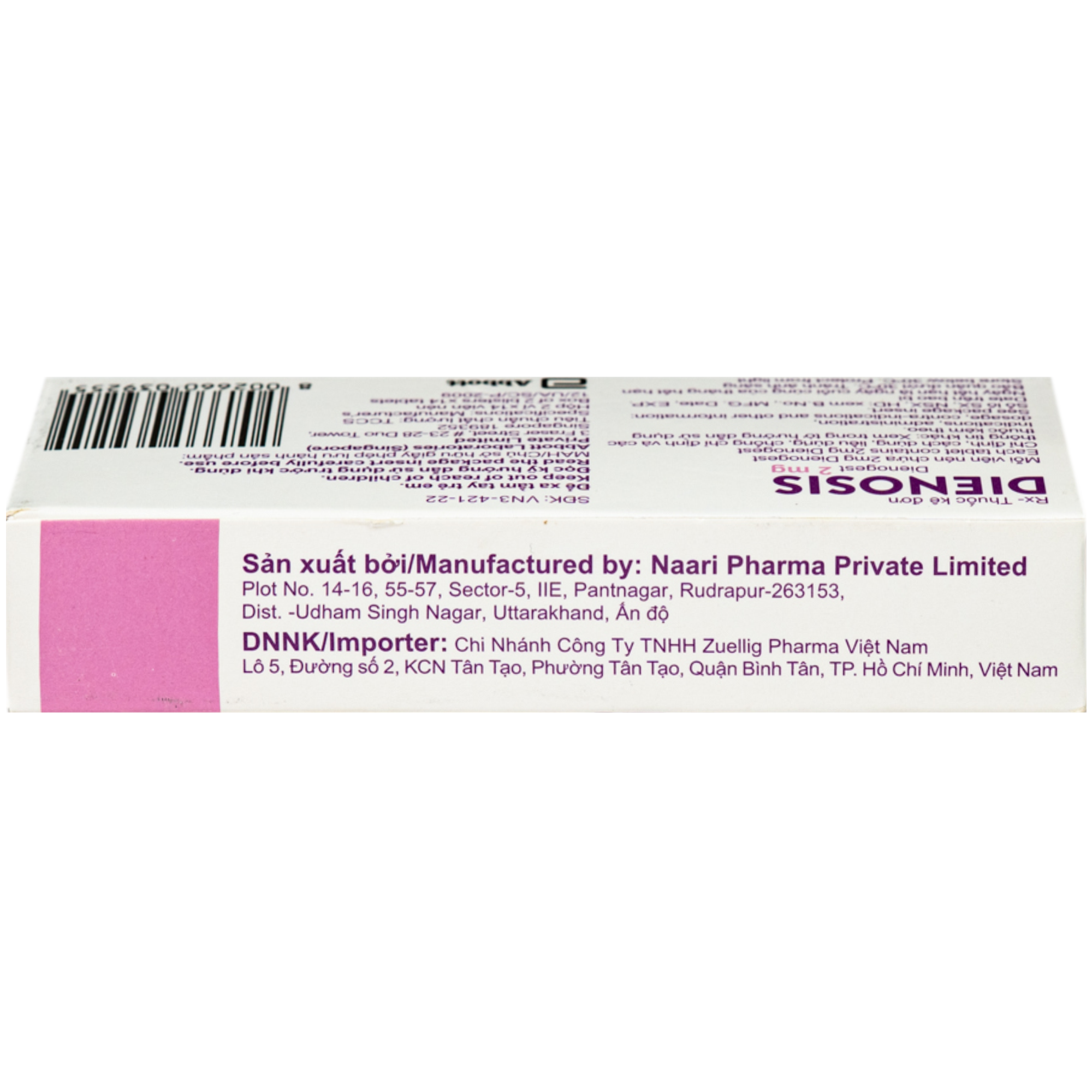 Hình ảnh Thuốc Dienosis 2MG Abbott điều trị lạc nội mạc tử cung (2 vỉ X 14 viên)