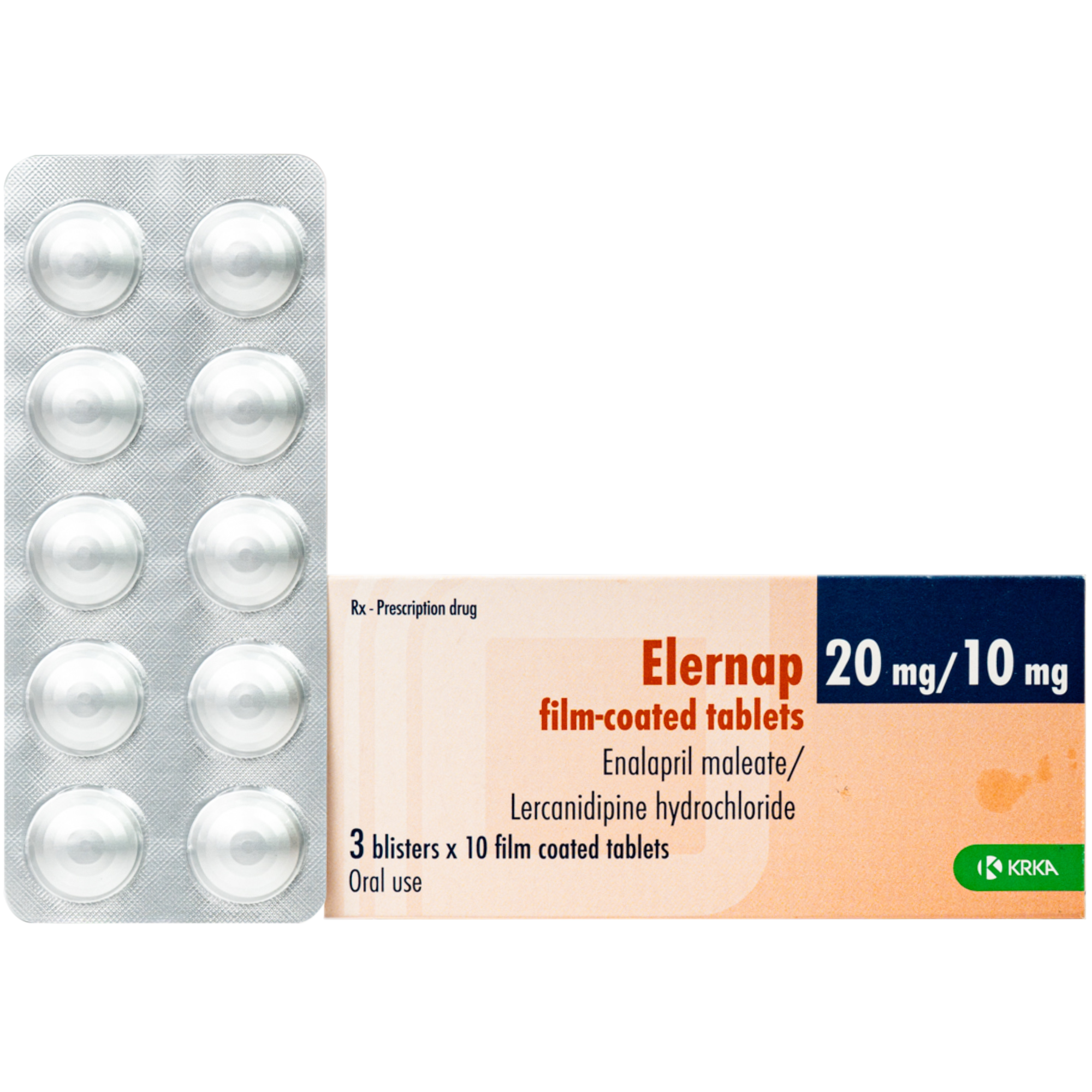 Hình ảnh Thuốc Elernap 20/10mg Krka Điều trị tăng huyết áp và các bệnh lý tim mạch liên quan(3 vỉ x 10 viên)
